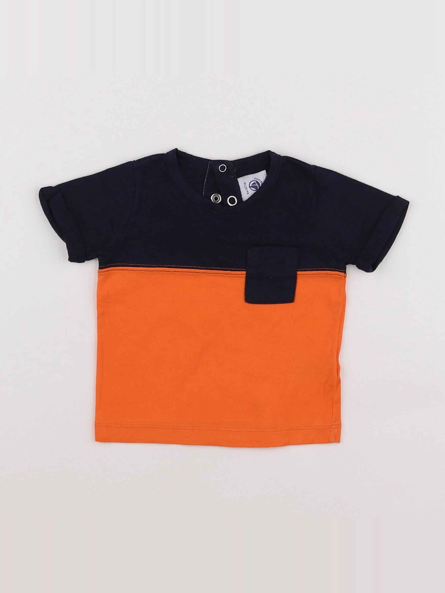 Petit Bateau - tee-shirt orange, bleu - 6 mois
