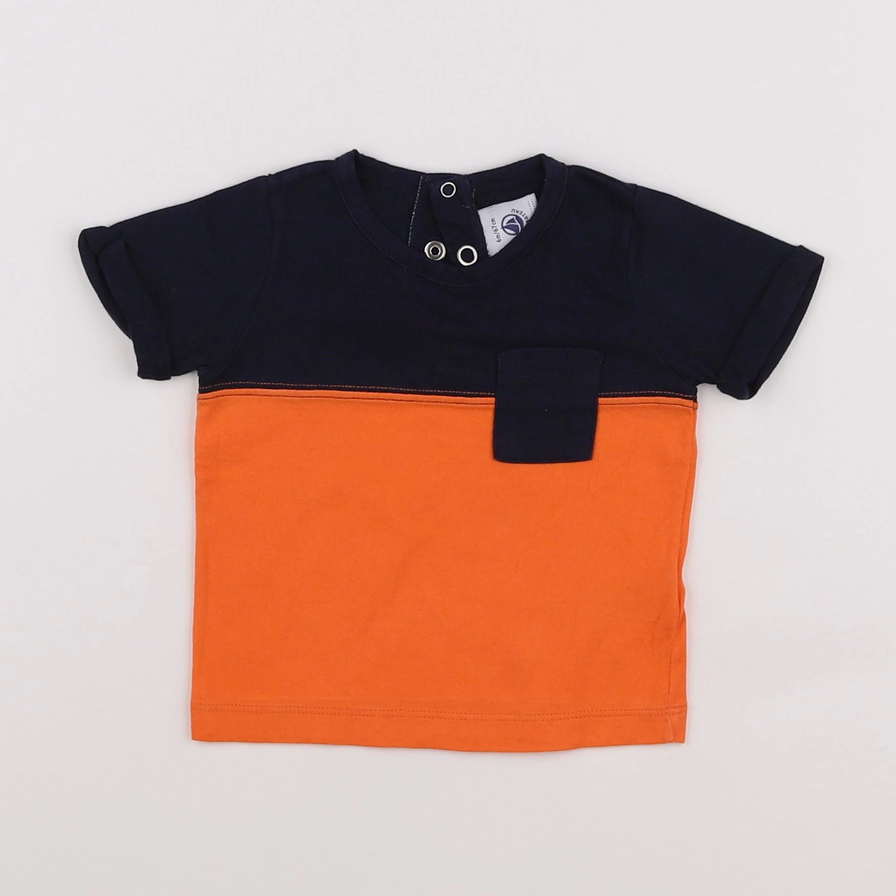 Petit Bateau - tee-shirt orange, bleu - 6 mois
