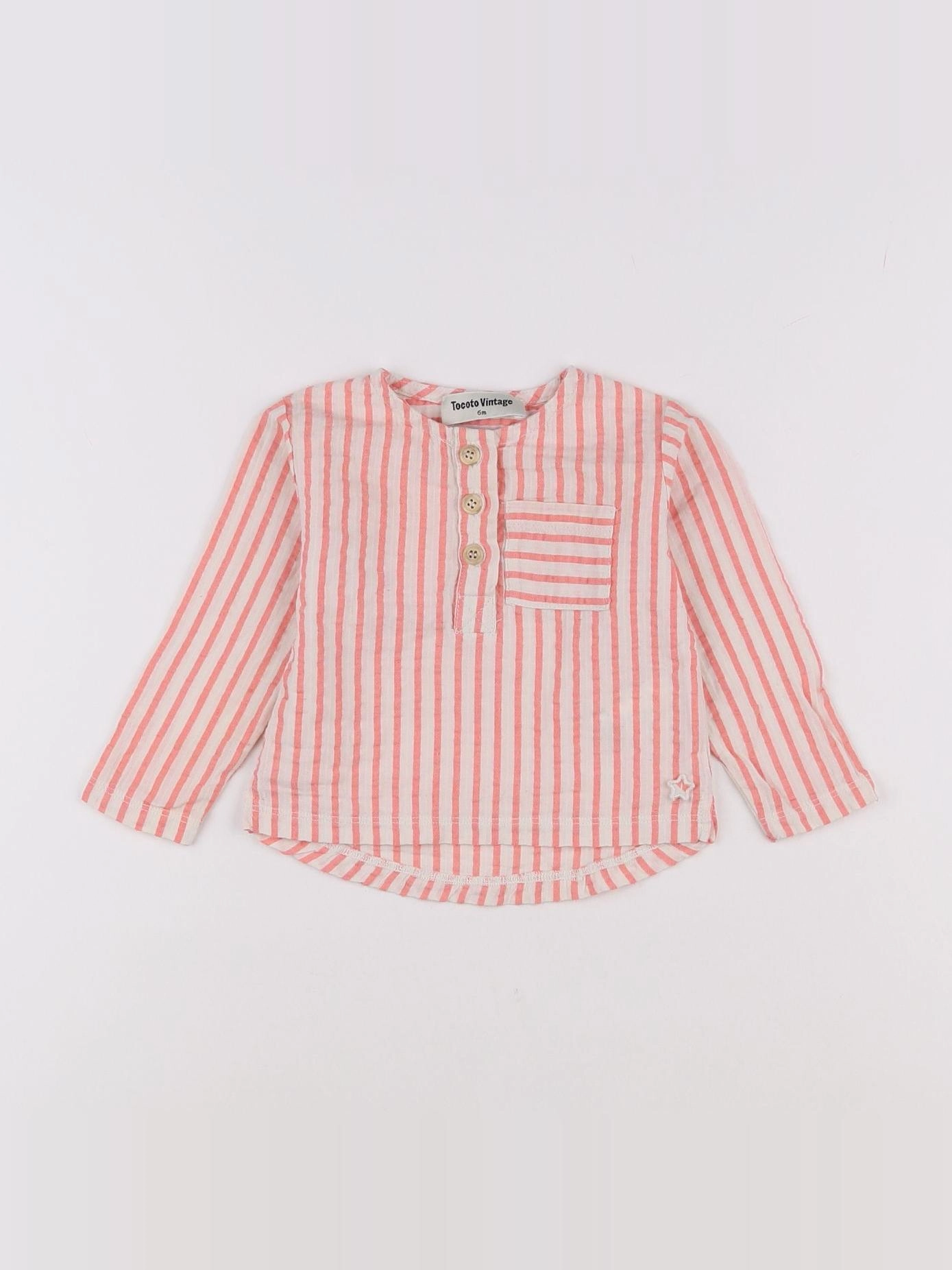 Tocoto vintage - chemise rose - 6 mois