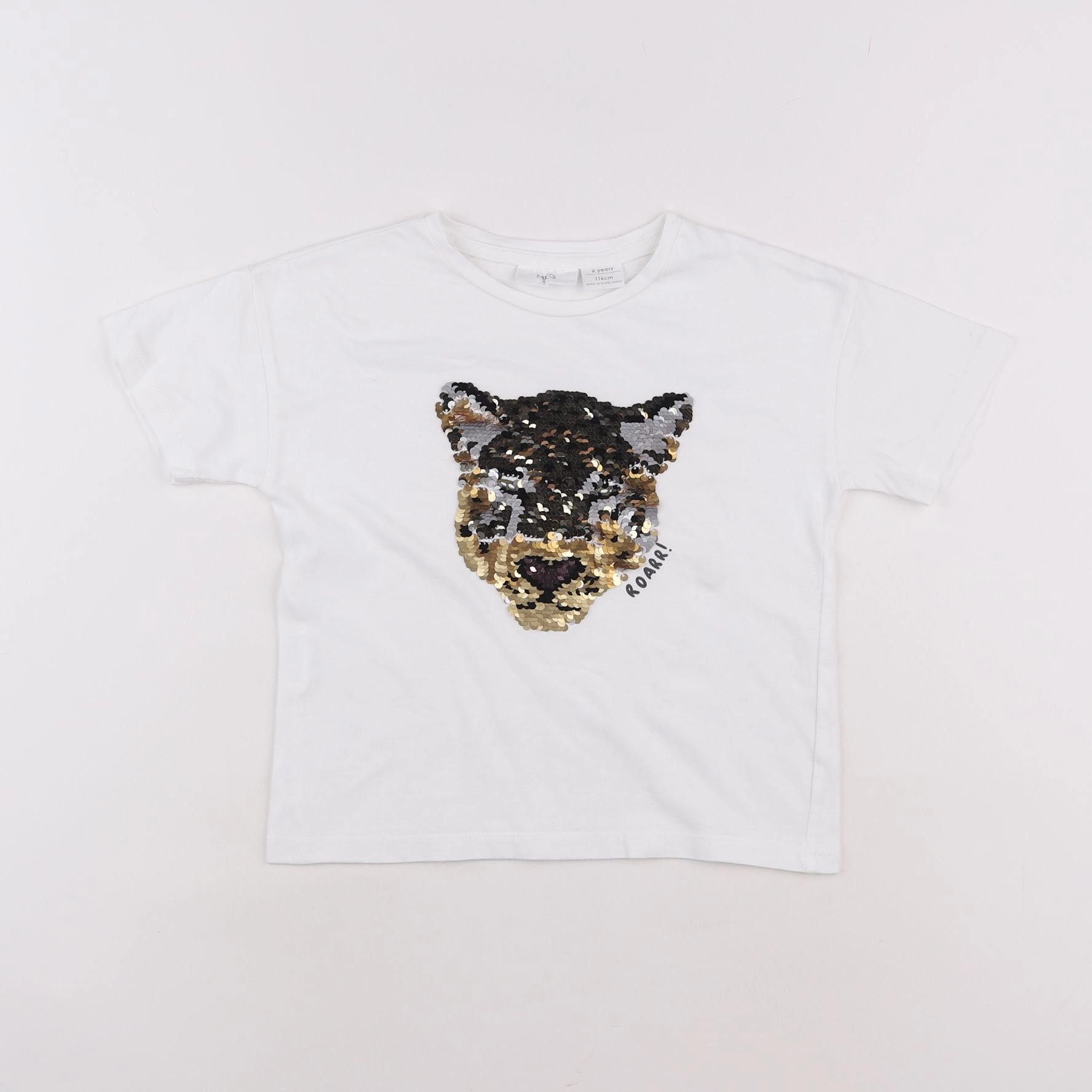 Mango - tee-shirt blanc, or - 6 ans