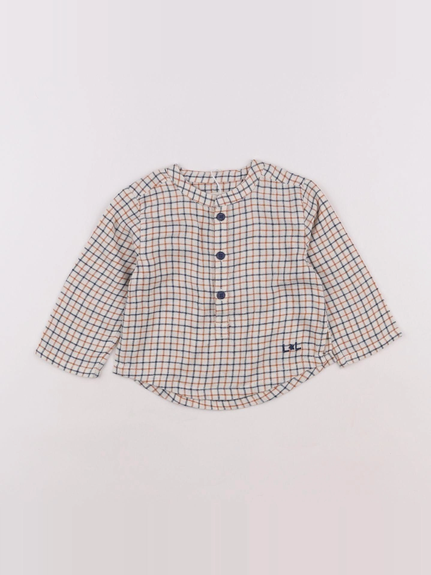 Louis Louise - chemise beige, bleu (état neuf) - 6 mois