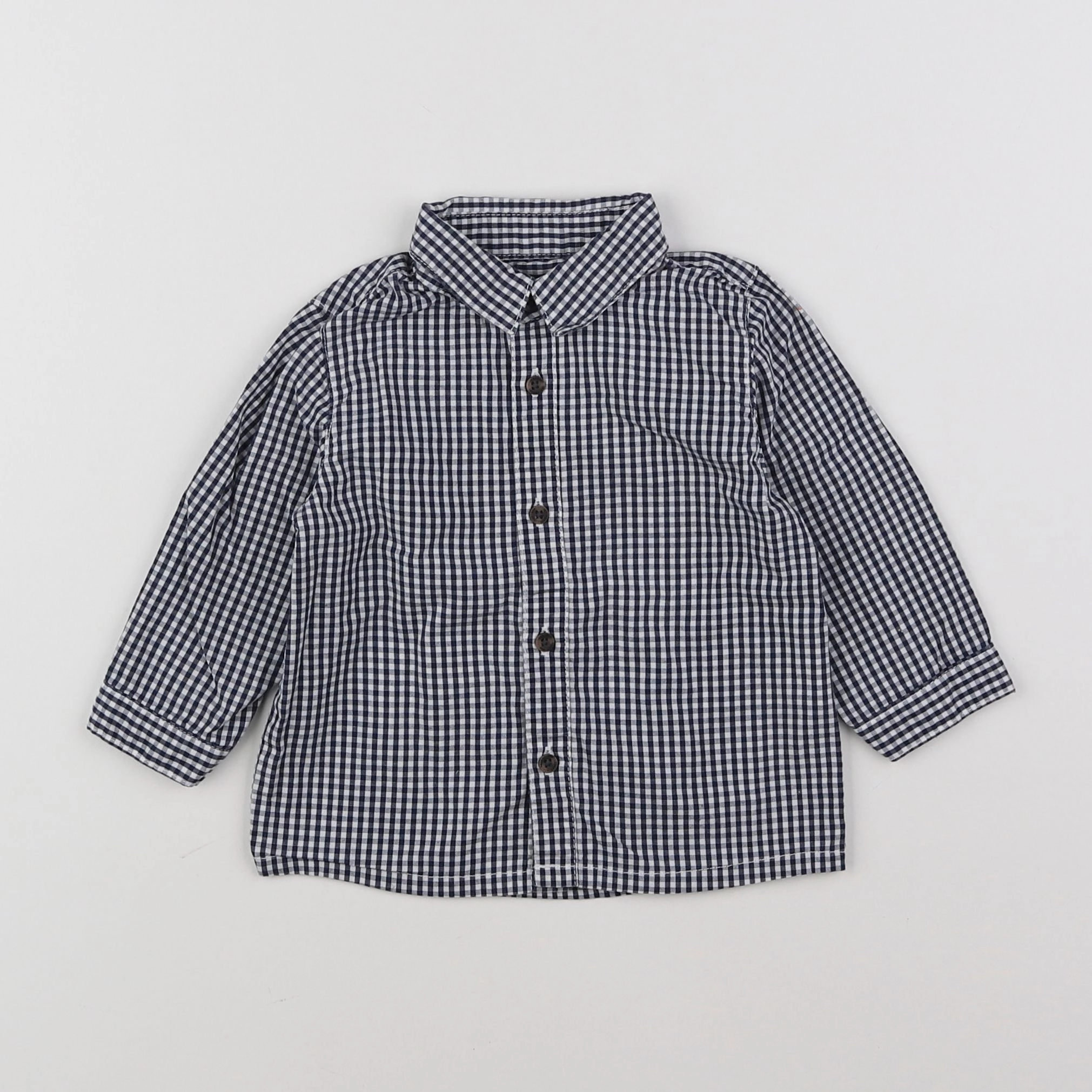 Vertbaudet - chemise blanc, noir - 9 mois
