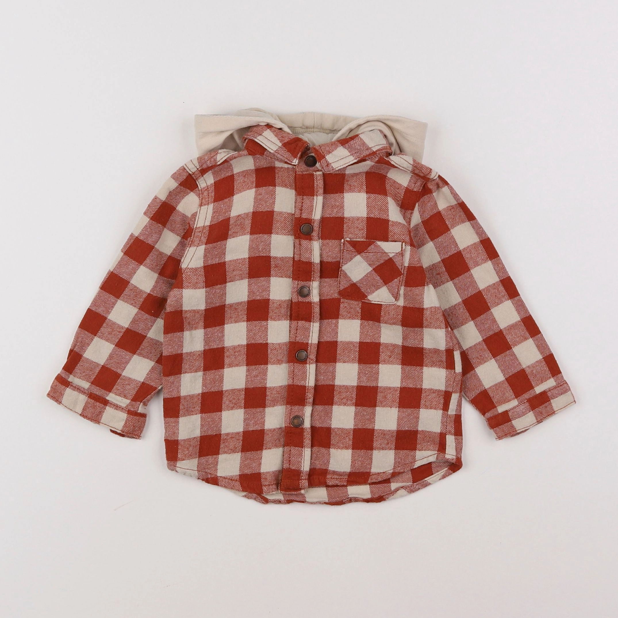 Vertbaudet - chemise marron, beige - 12 mois