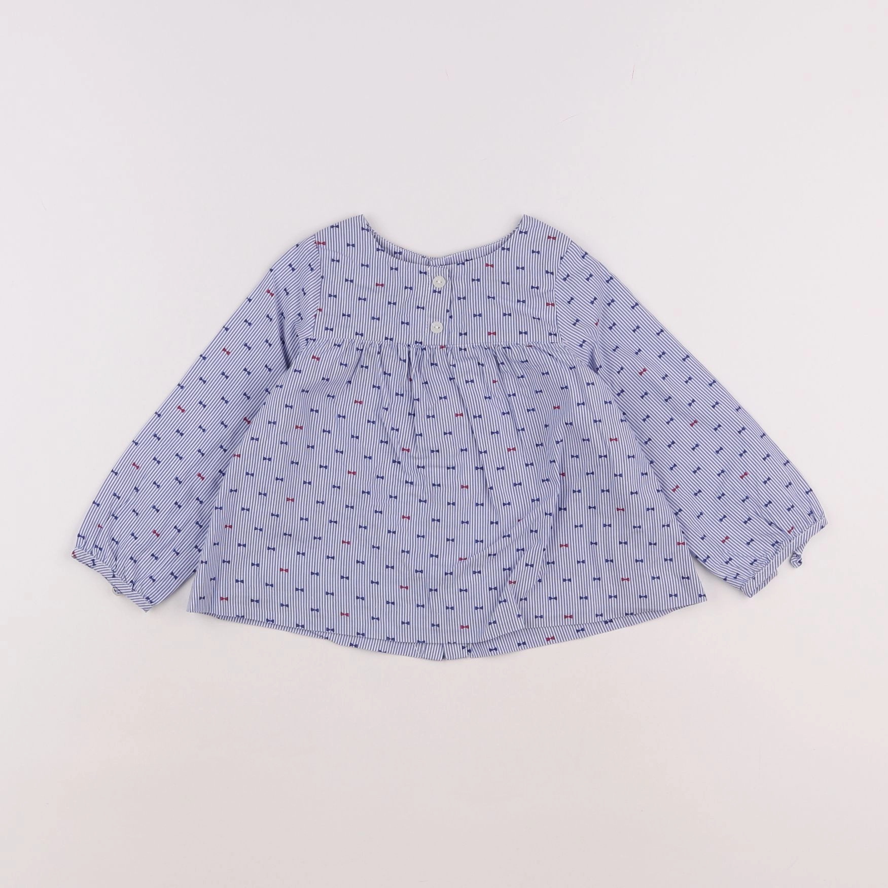 Jacadi - blouse blanc, bleu - 18 mois