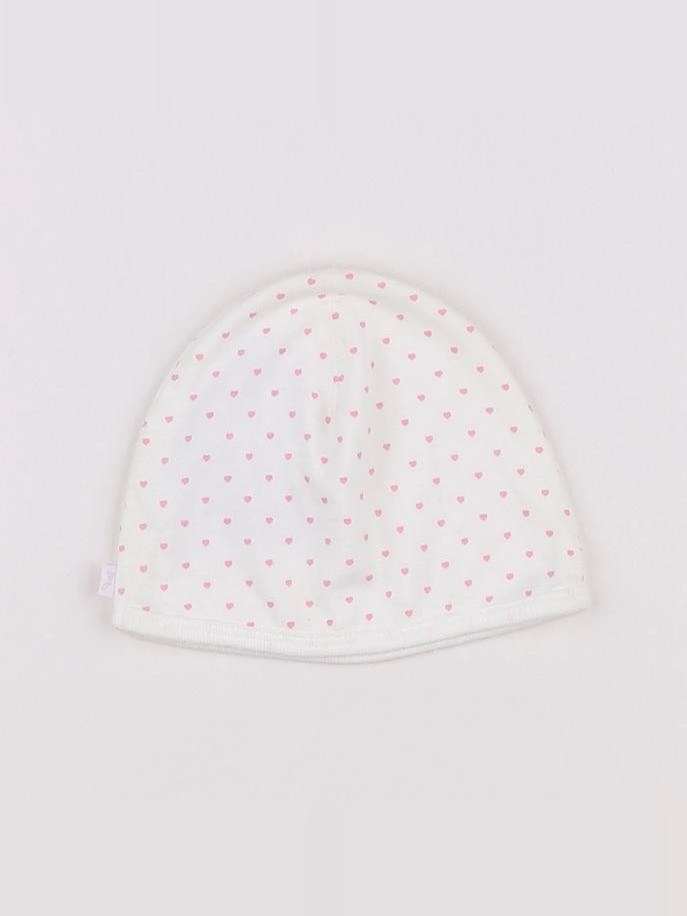 Jacadi - bonnet blanc, rose - 6 mois