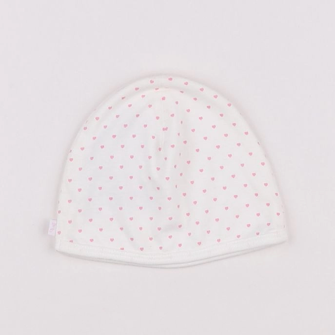 Jacadi - bonnet blanc, rose - 6 mois