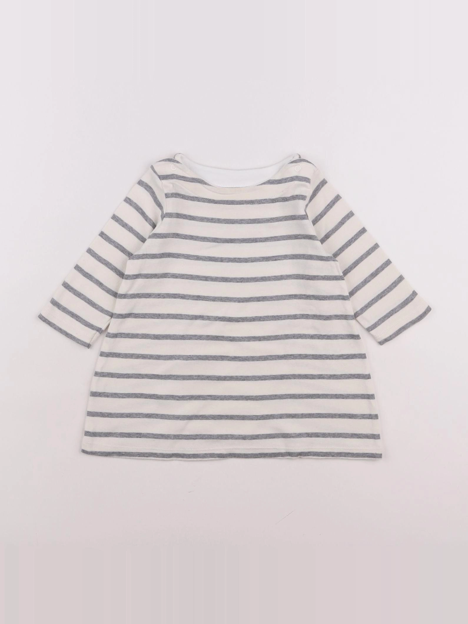 Petit Bateau - robe blanc, gris - 12 mois