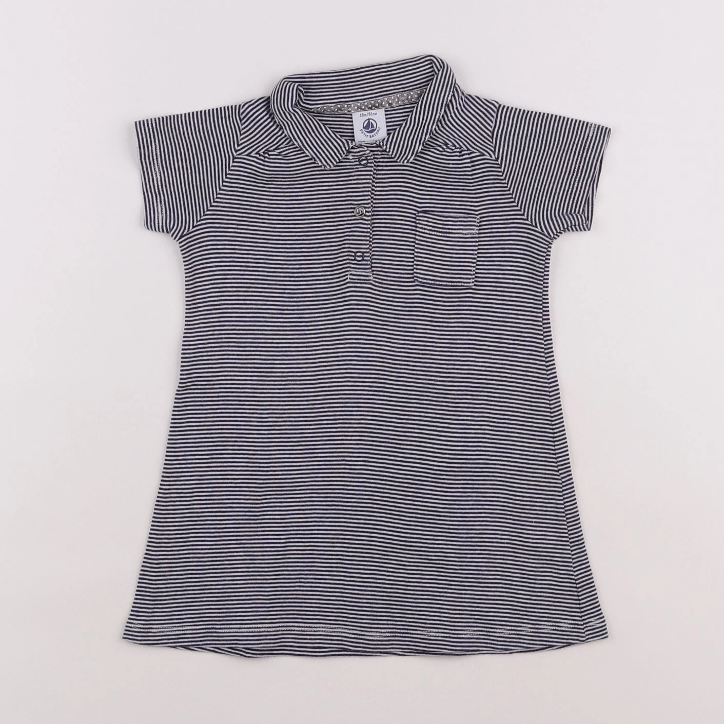 Petit Bateau - robe blanc, bleu - 18 mois