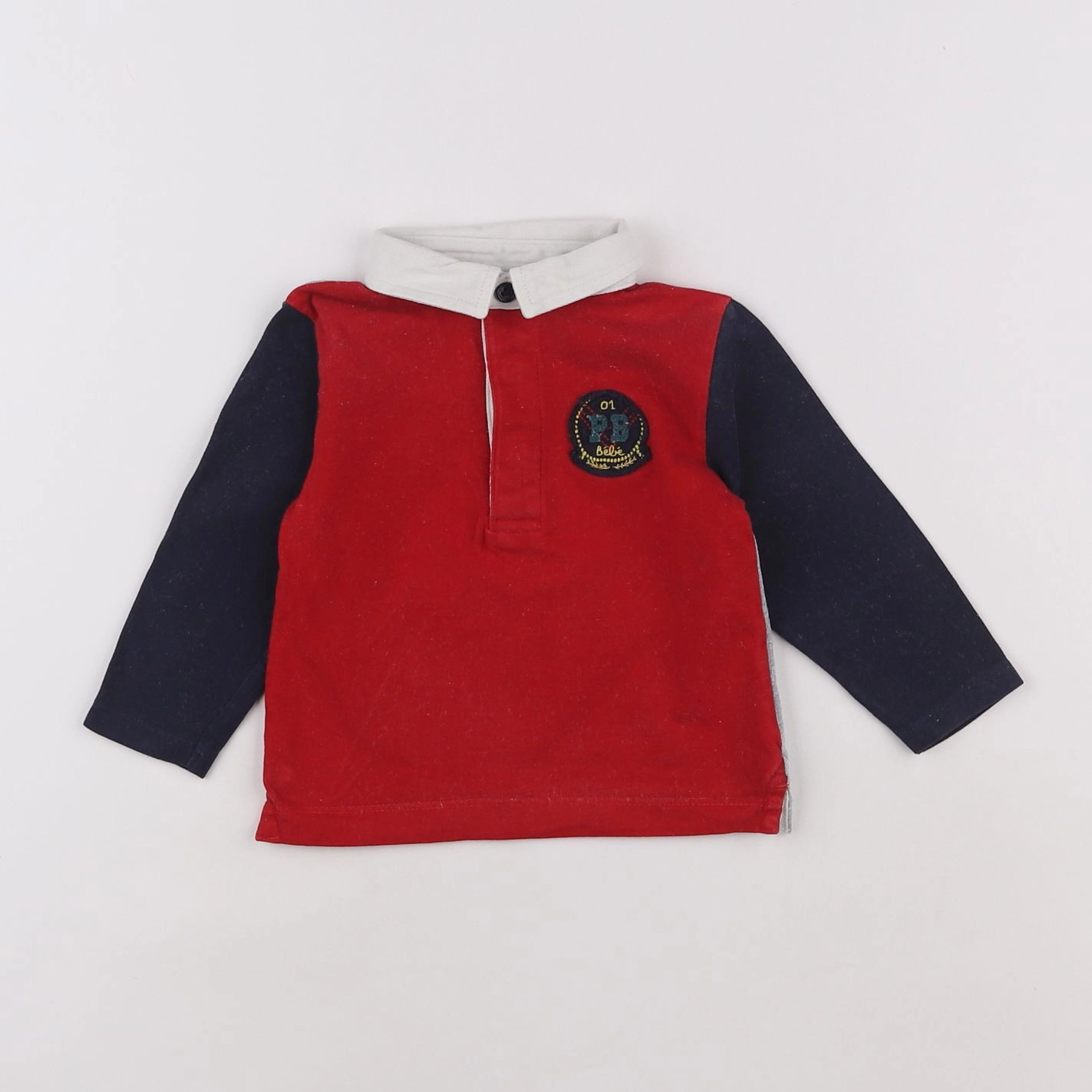 Petit Bateau - polo rouge, bleu - 12 mois