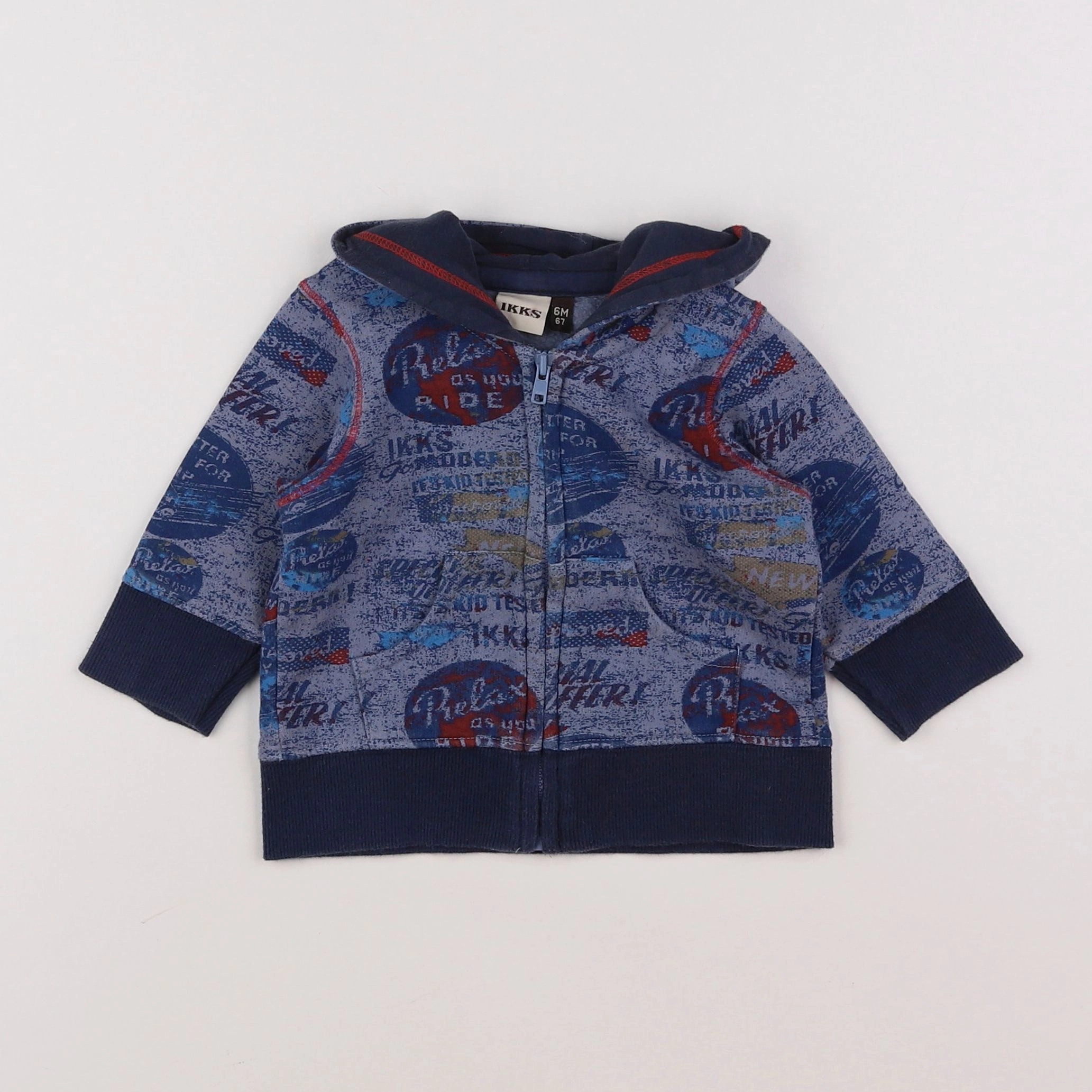 IKKS - sweat bleu - 6 mois
