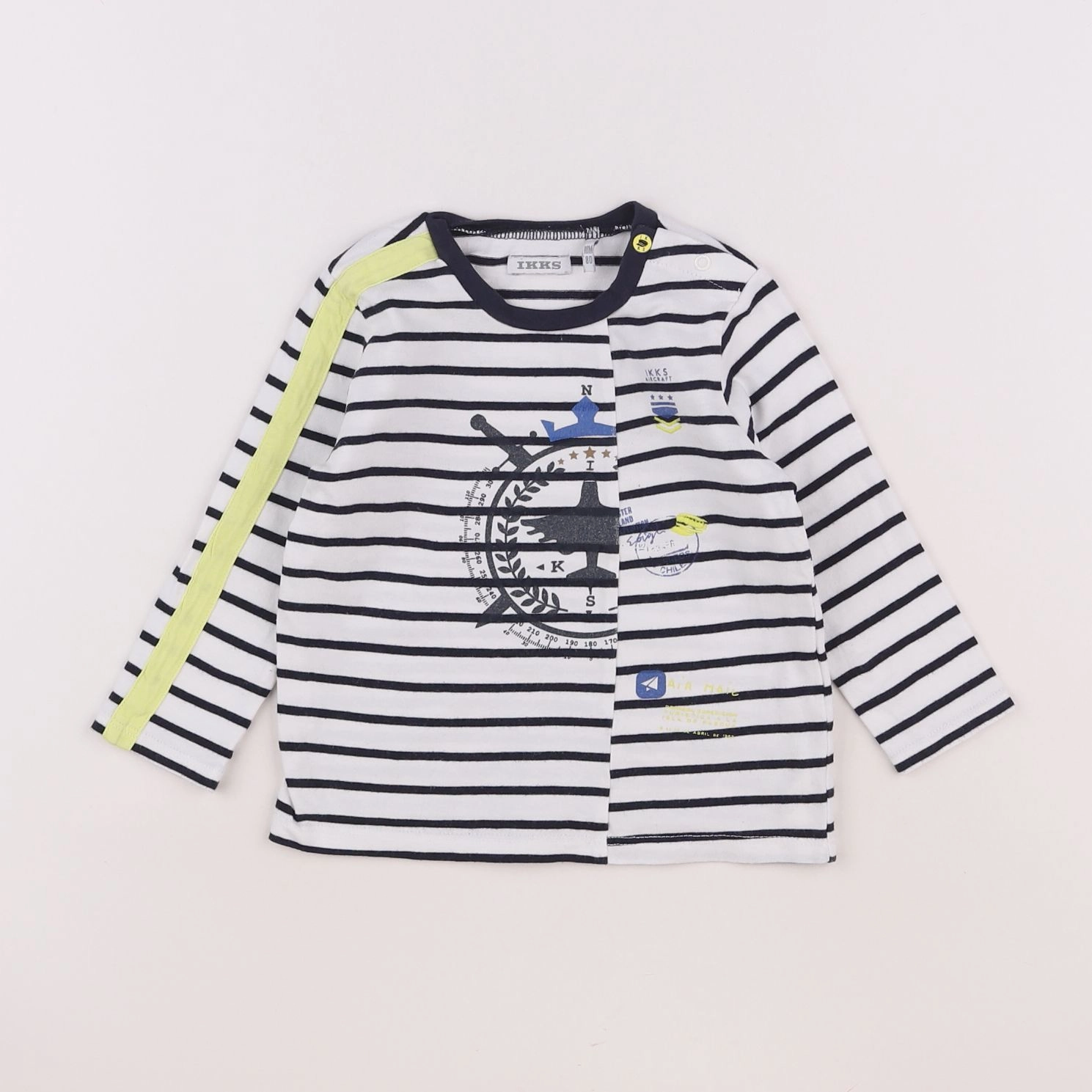 IKKS - tee-shirt bleu, blanc - 18 mois