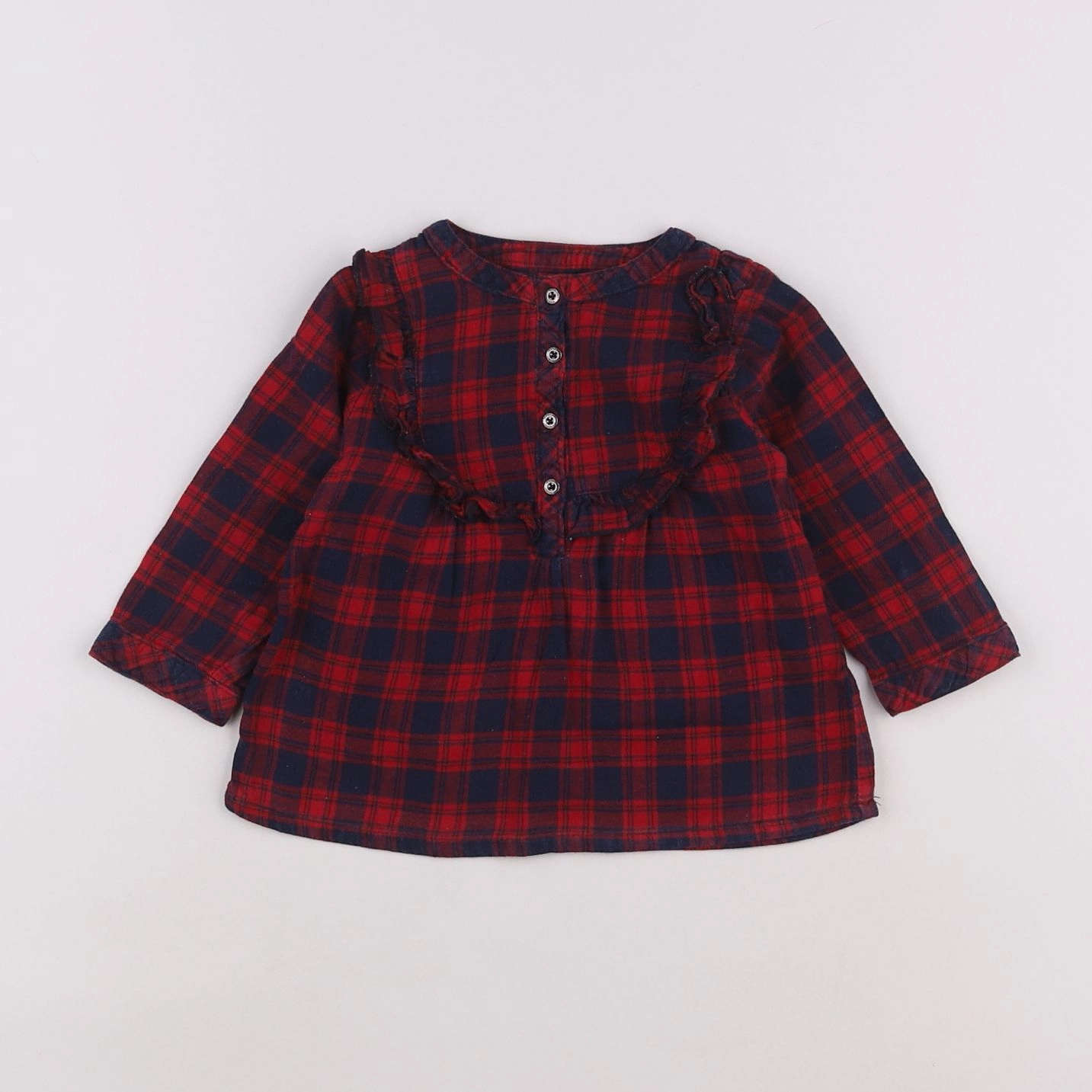 Vertbaudet - blouse rouge, bleu - 6 mois