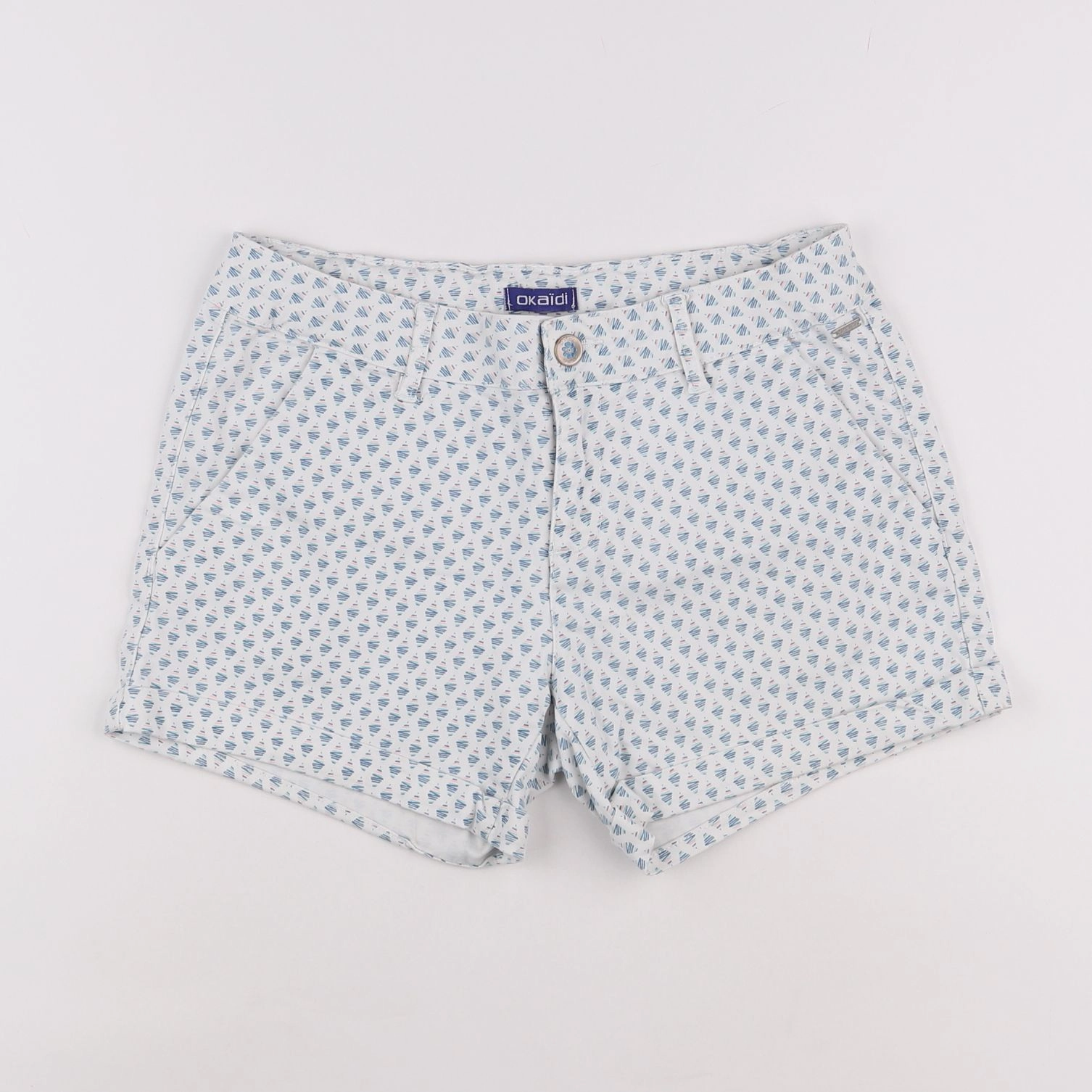 Okaidi - short blanc, bleu - 14 ans