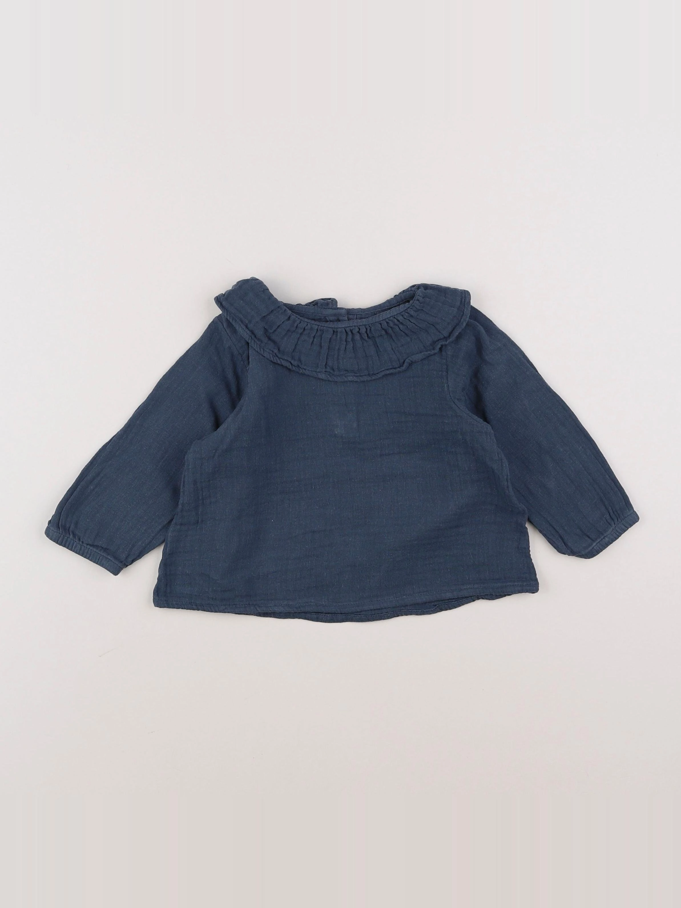 Petit Bateau - blouse bleu - 12 mois