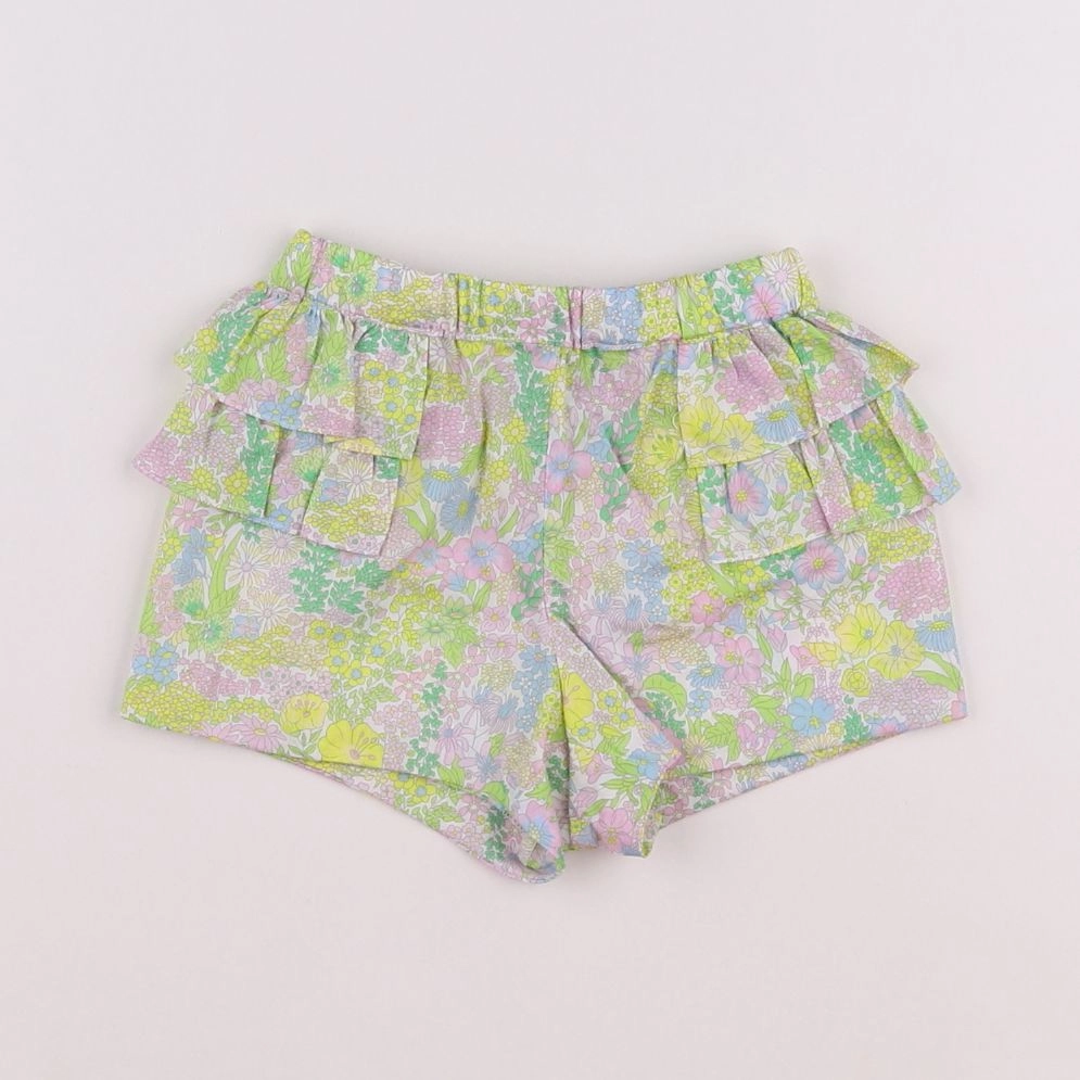 Jacadi - short volants au dos, liberty vert - 6 mois