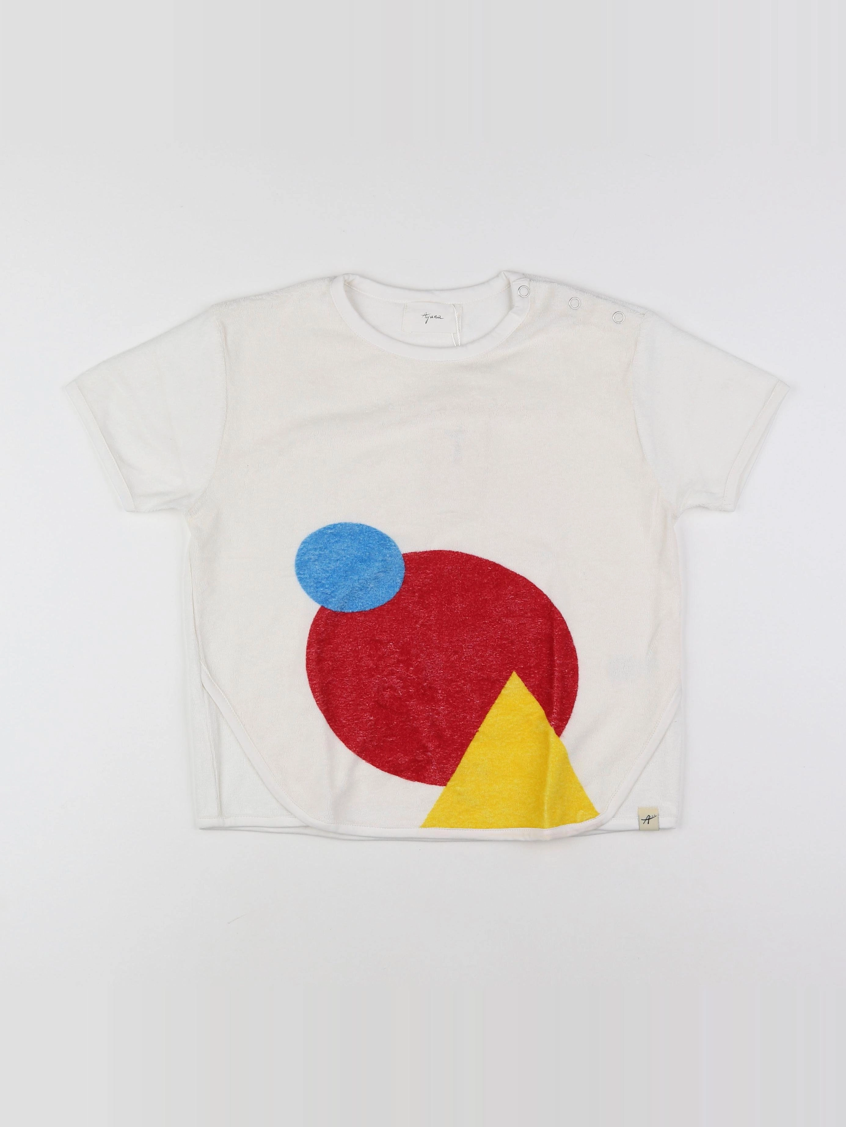 Ayuna - tee-shirt court éponge Géométrie blanc - 10 ans
