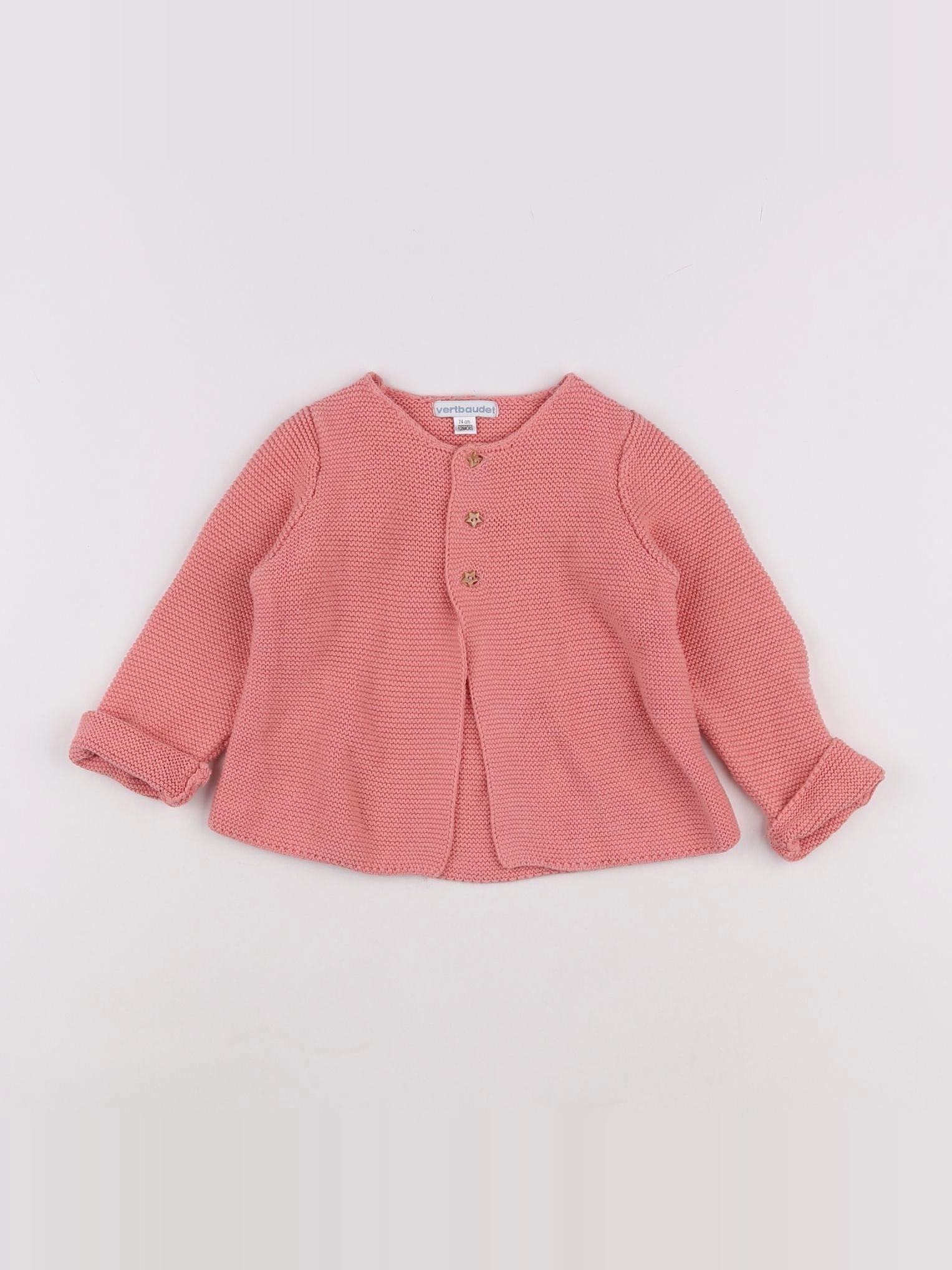 Vertbaudet - gilet rose - 12 mois