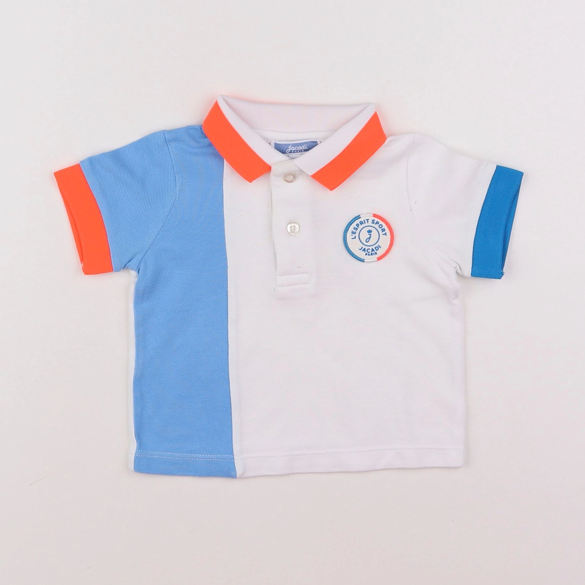 Jacadi - polo blanc, bleu - 6 mois