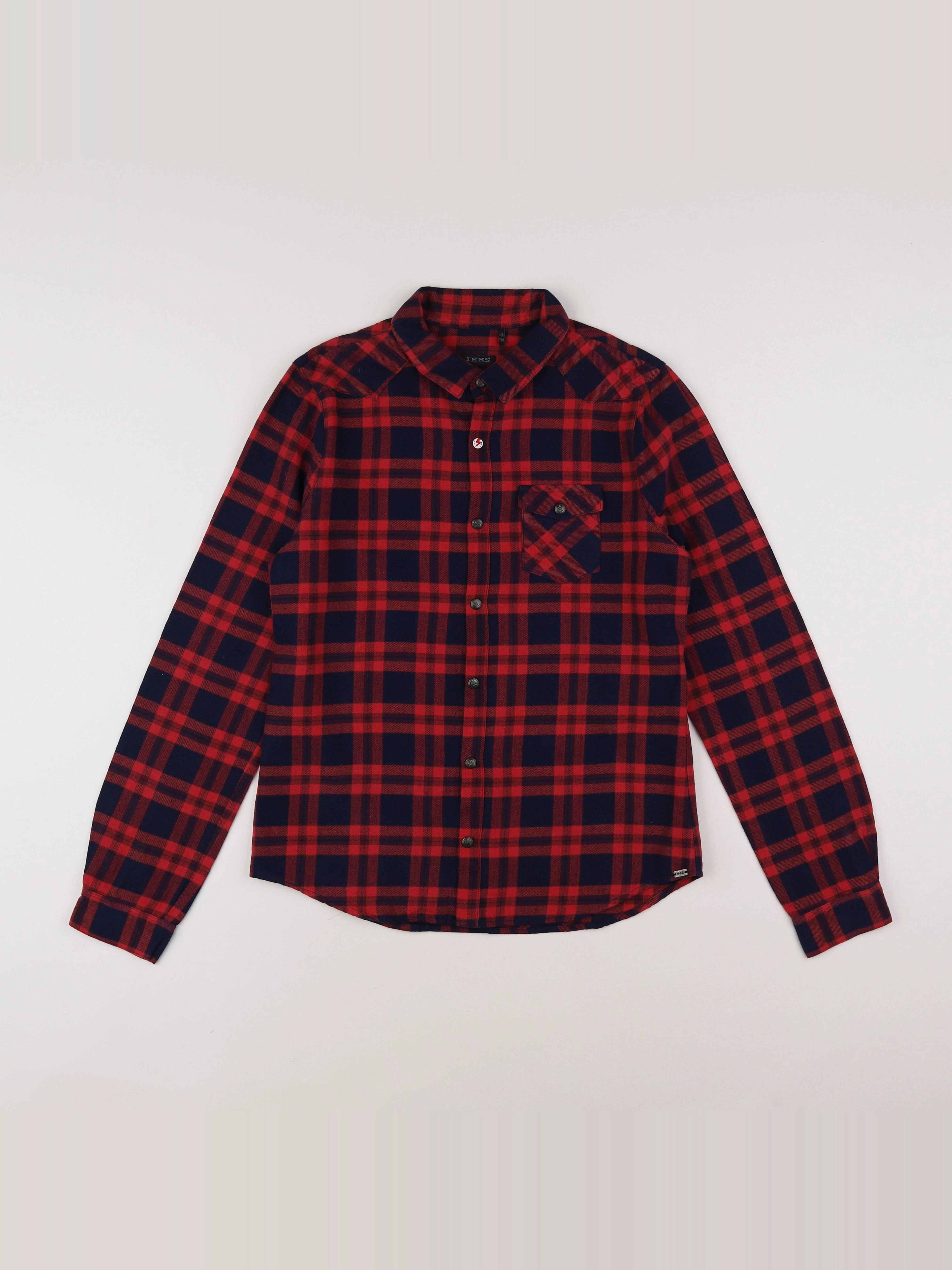 IKKS - chemise rouge, bleu - 14 ans