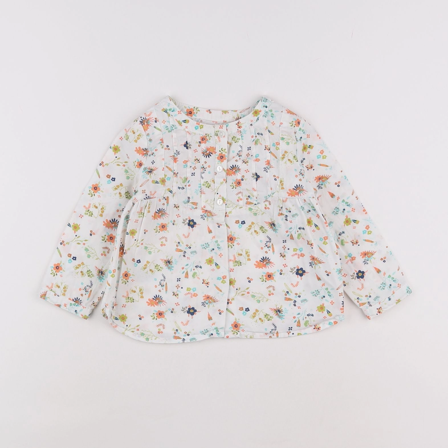 Vertbaudet - blouse blanc, orange - 18 mois
