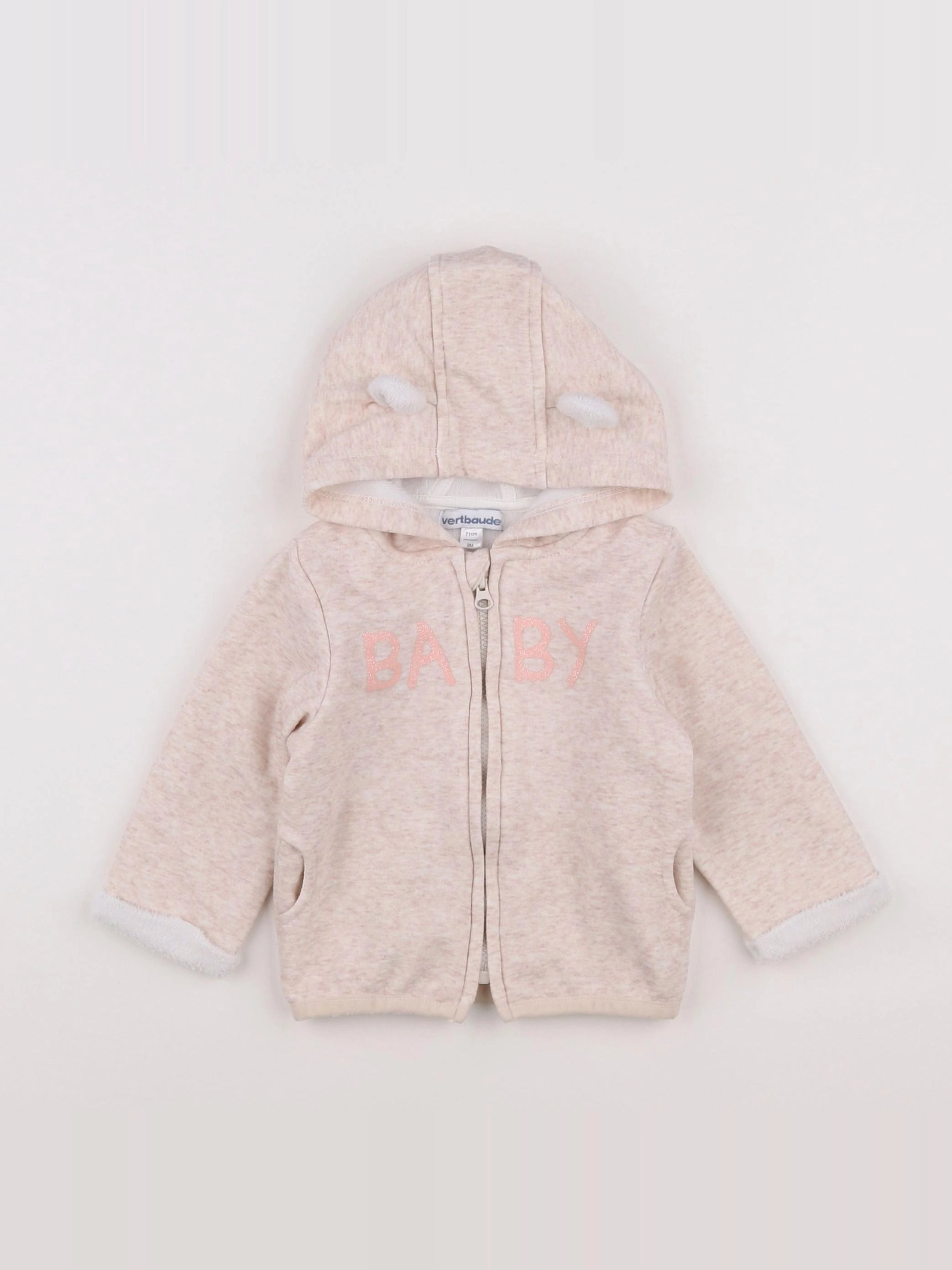 Vertbaudet - sweat beige - 9 mois