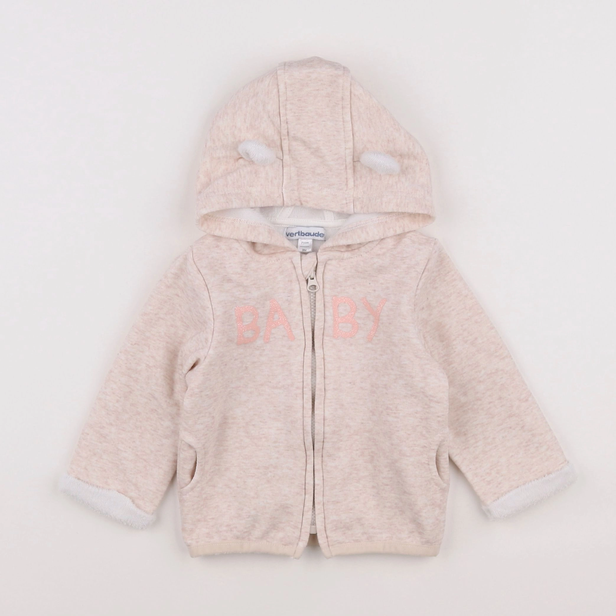 Vertbaudet - sweat beige - 9 mois