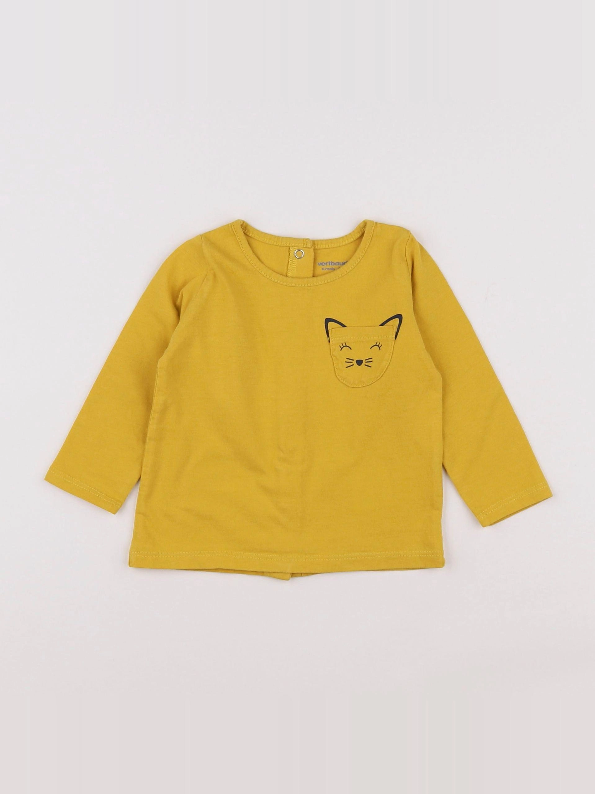 Vertbaudet - tee-shirt jaune - 6 mois