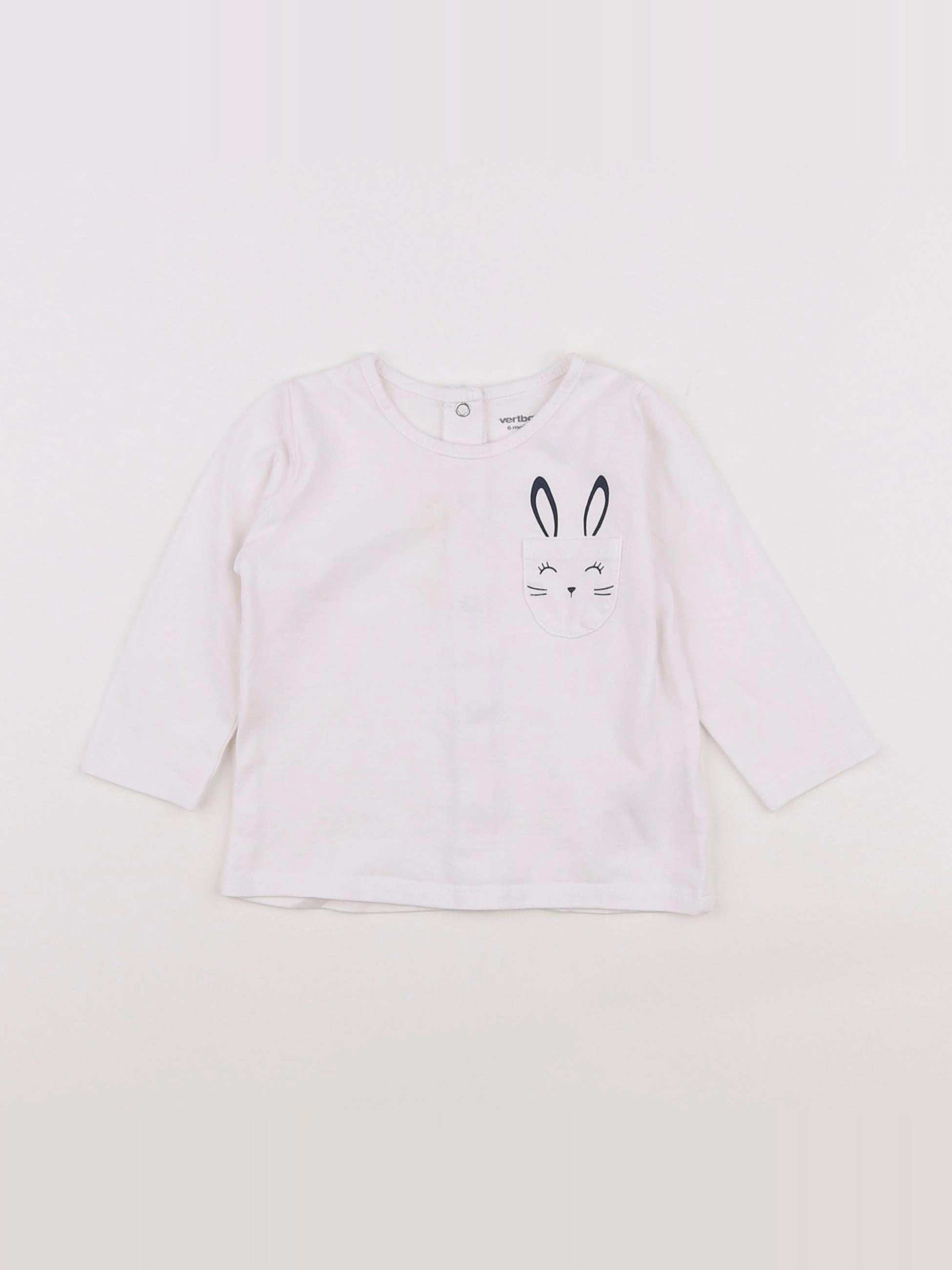 Vertbaudet - tee-shirt blanc - 6 mois