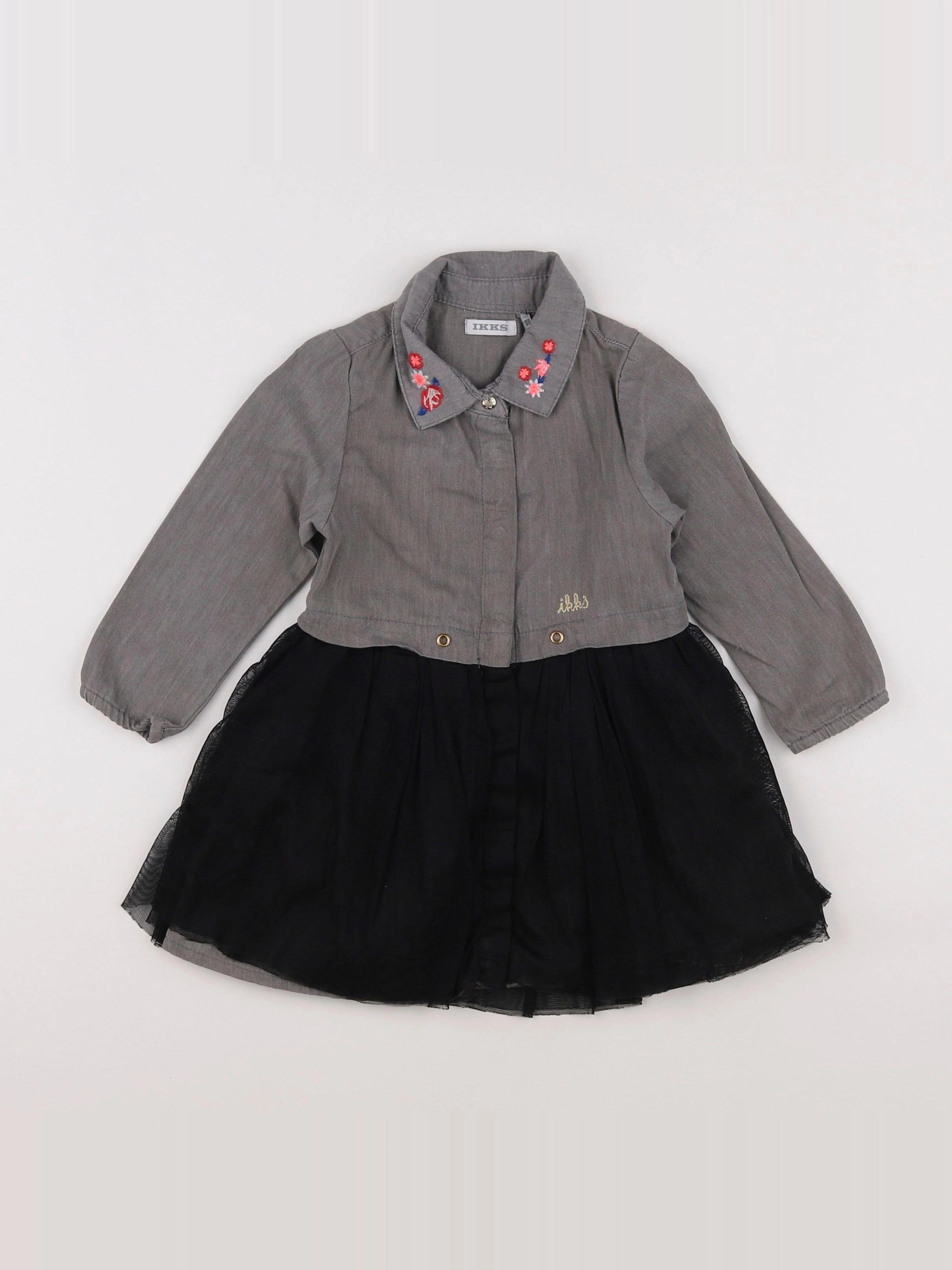 IKKS - robe gris, noir - 18 mois