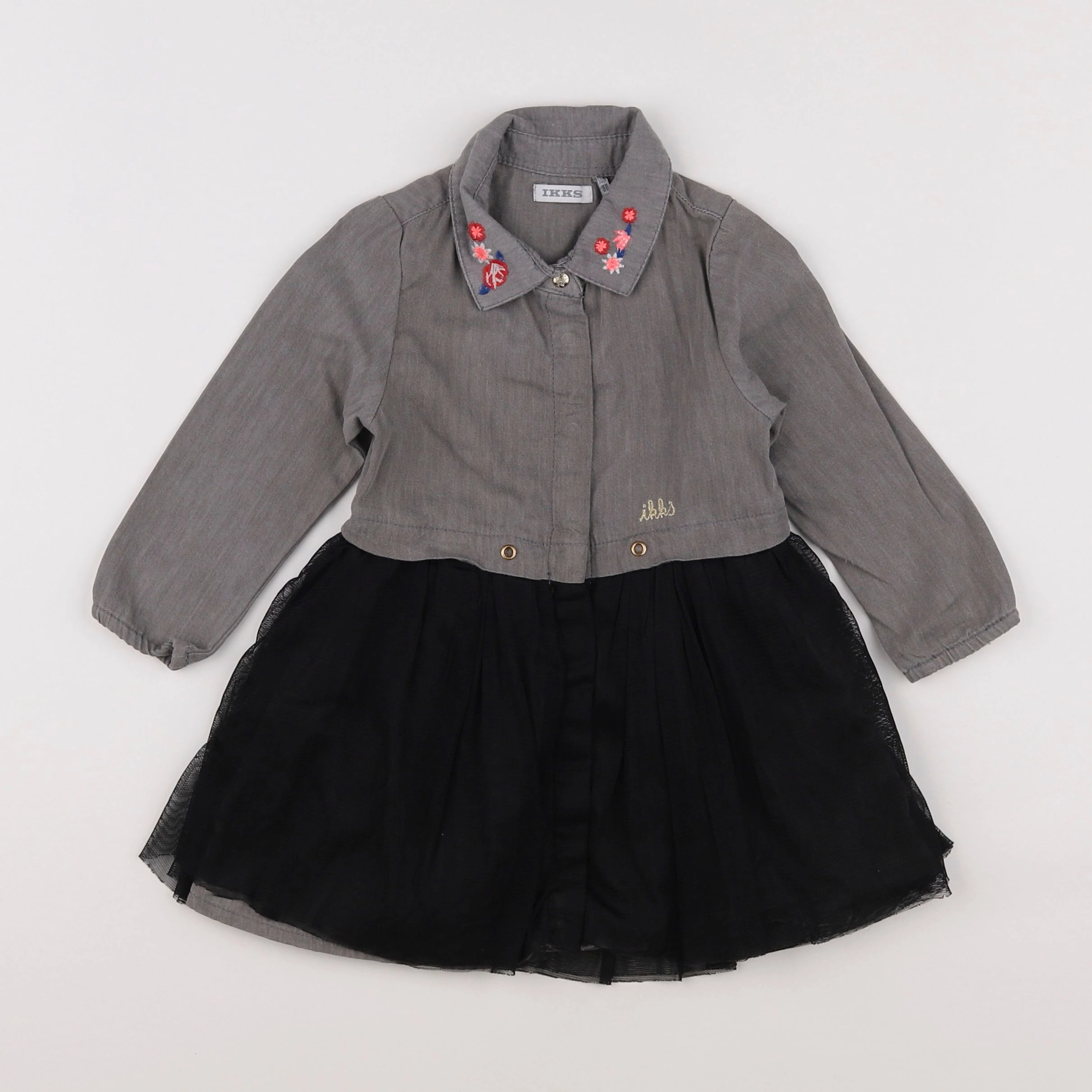 IKKS - robe gris, noir - 18 mois