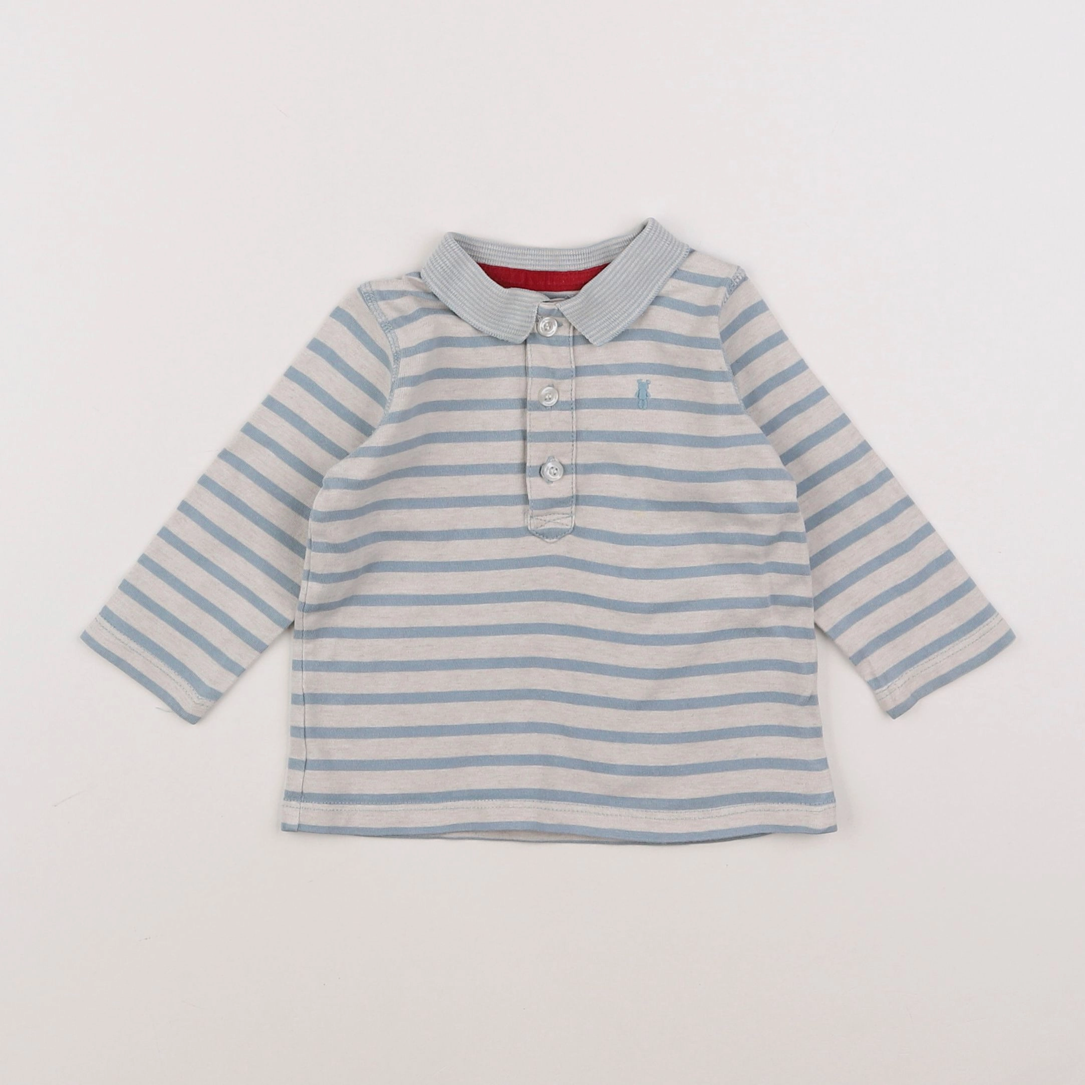 Natalys - polo gris, bleu - 9 mois