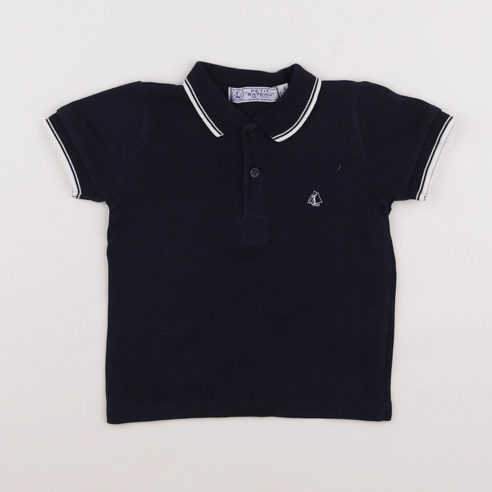 Petit Bateau - polo bleu - 2 ans