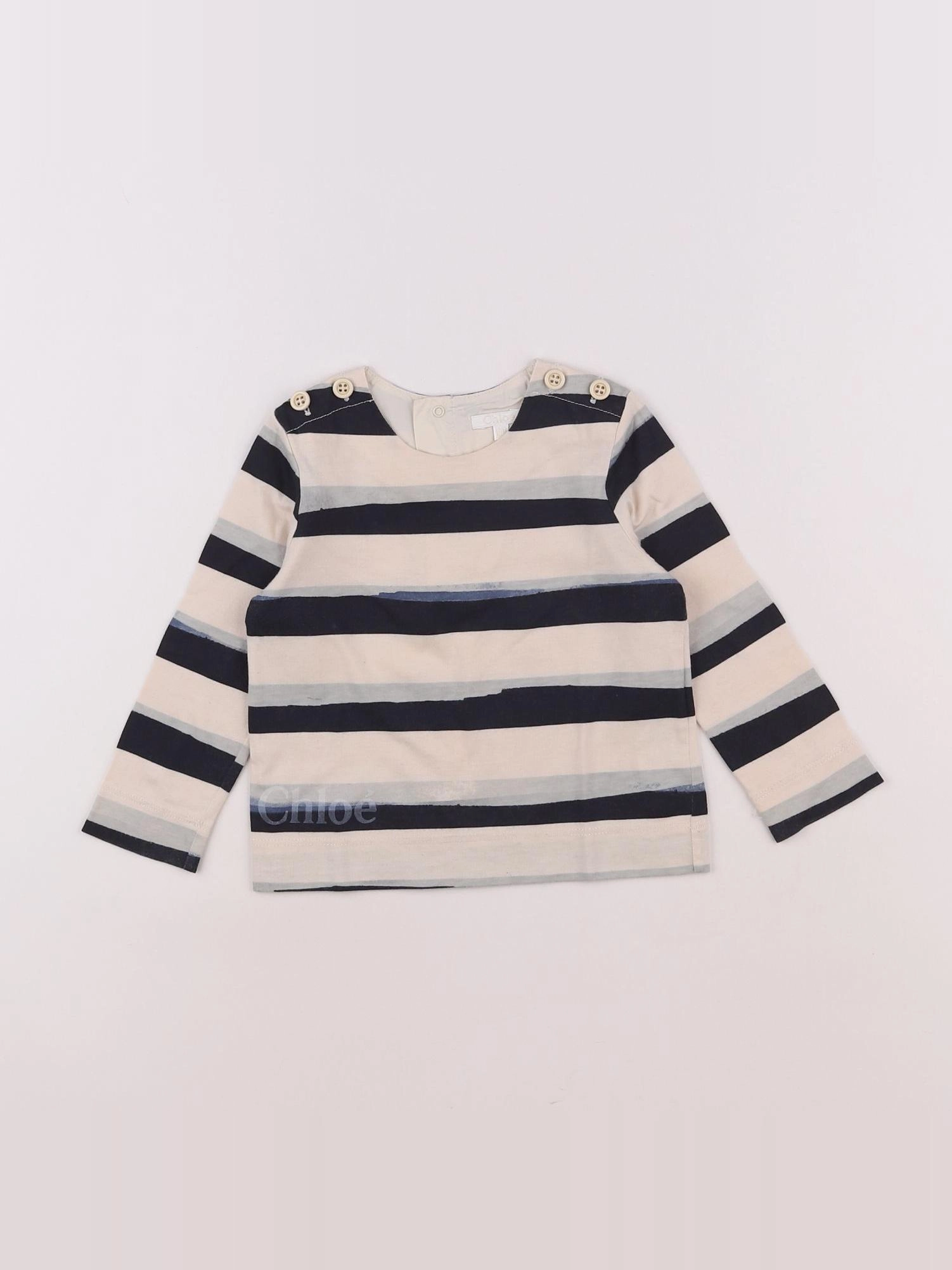 Chloé - tee-shirt beige, bleu - 18 mois