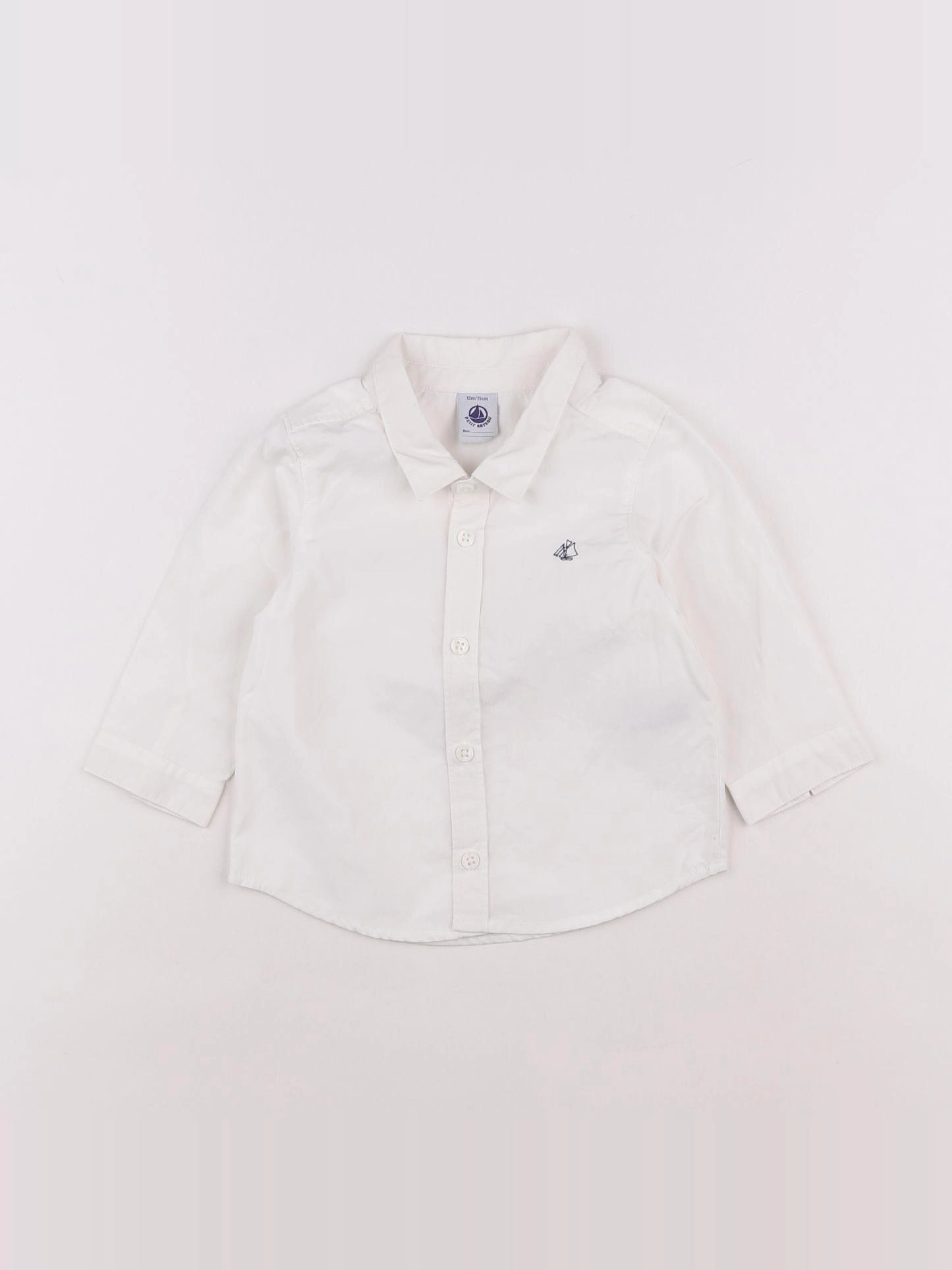 Petit Bateau - chemise blanc - 12 mois