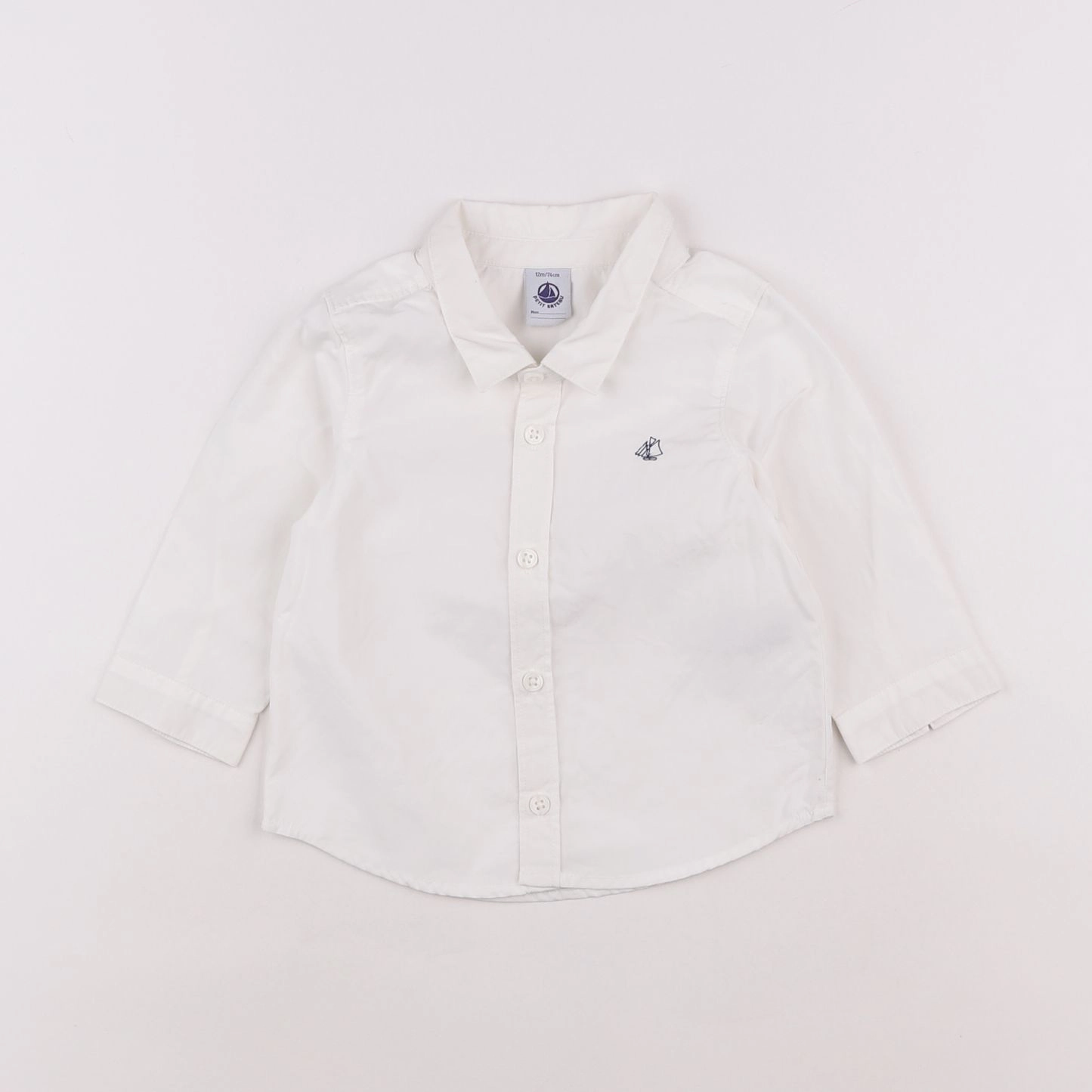 Petit Bateau - chemise blanc - 12 mois