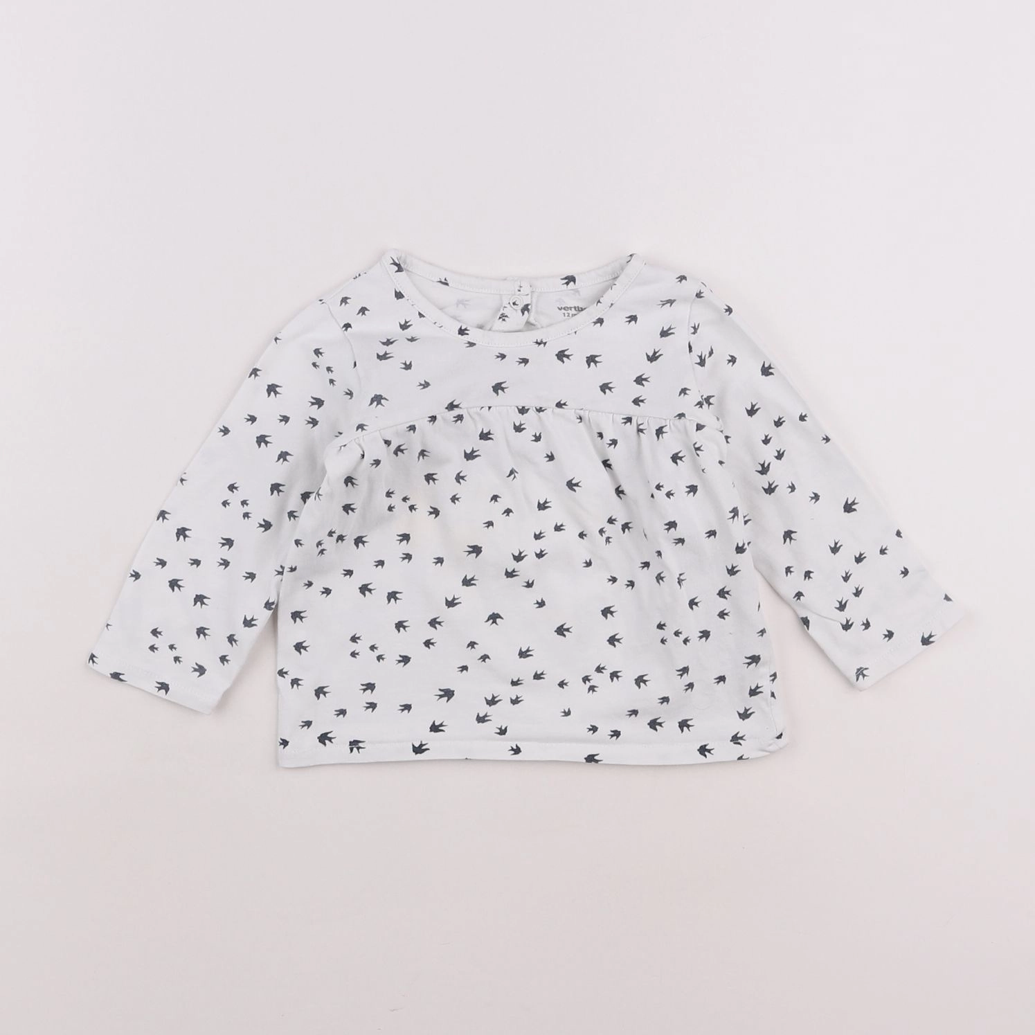 Vertbaudet - tee-shirt blanc, bleu - 12 mois