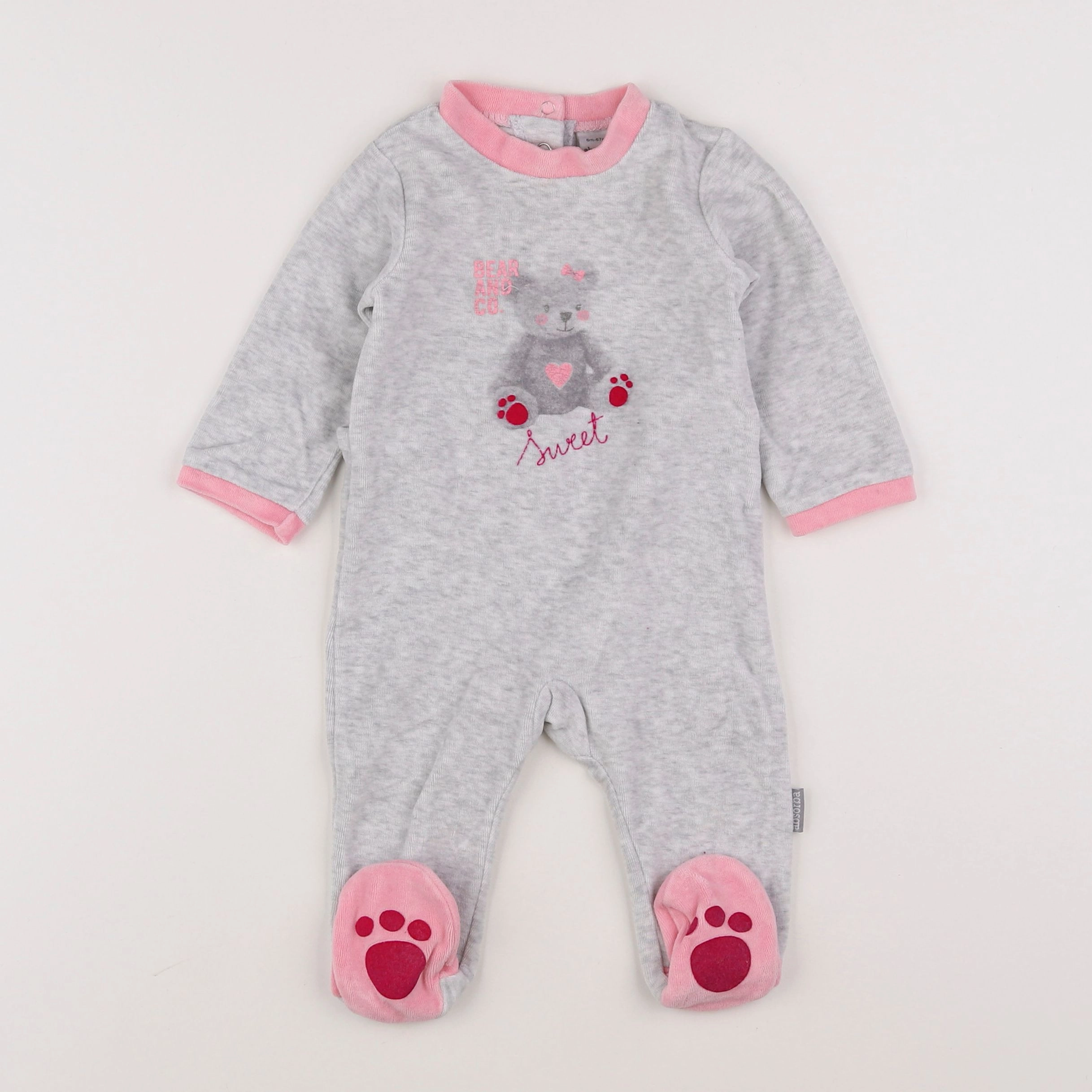 Absorba - pyjama velours gris - 6 mois