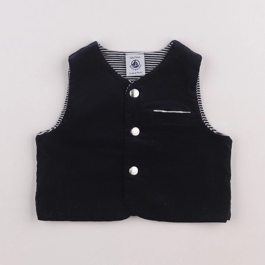 Petit Bateau - gilet bleu - 12 mois