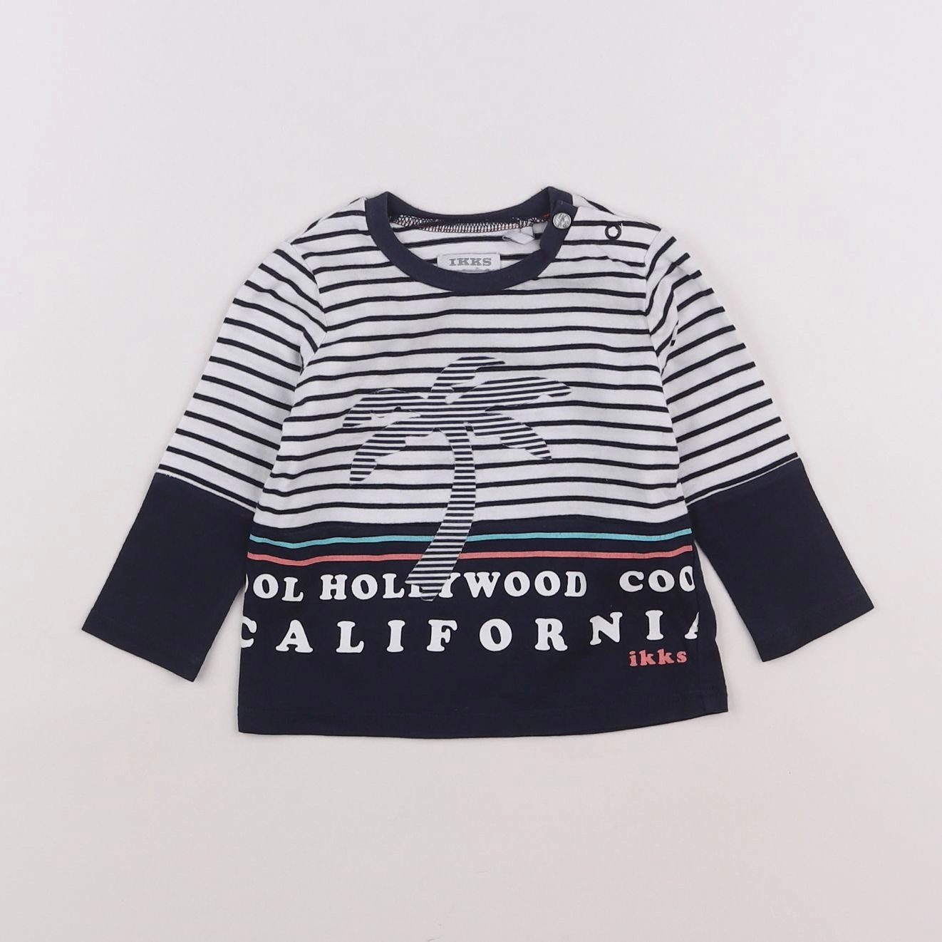 IKKS - tee-shirt bleu, blanc - 6 mois