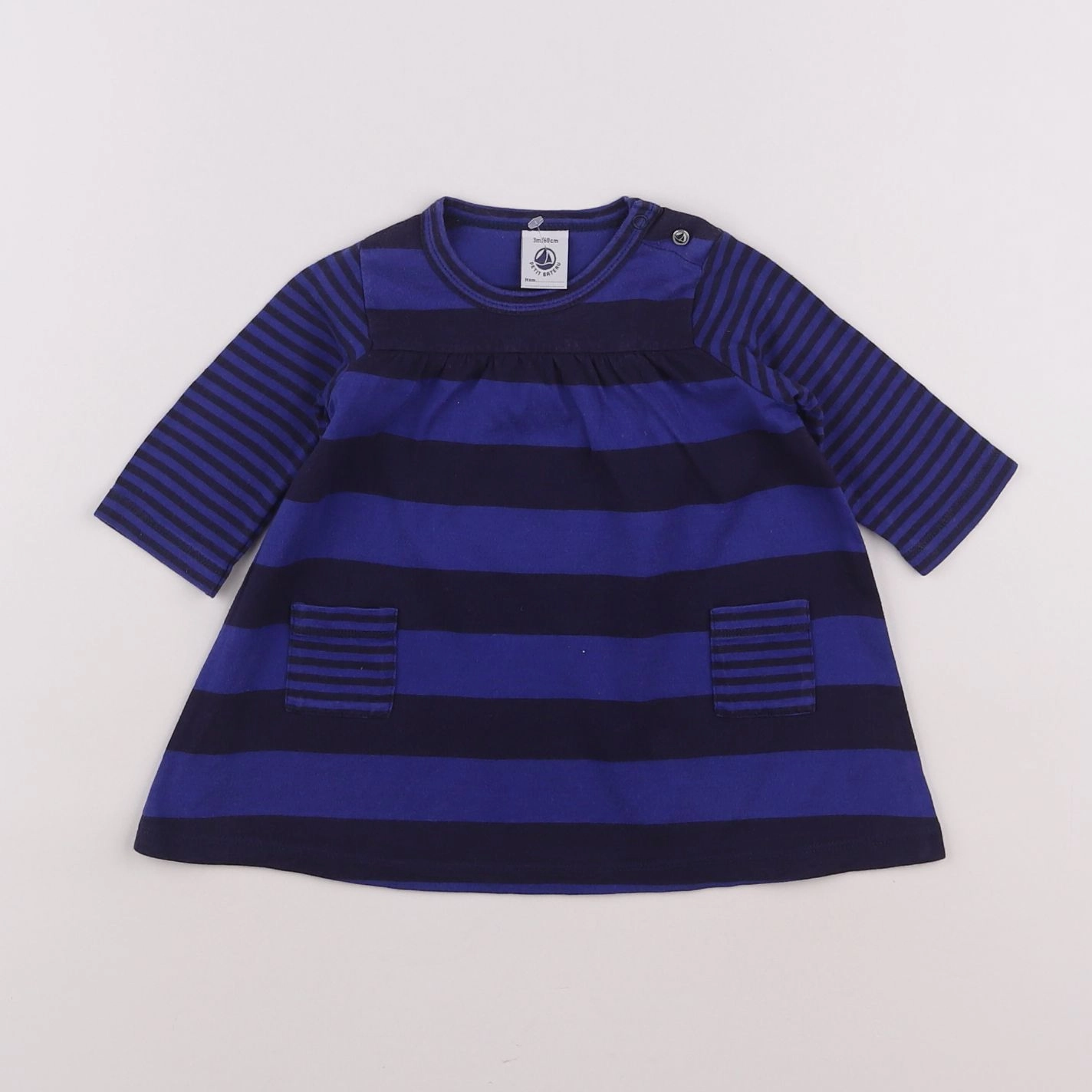 Petit Bateau - robe bleu - 3 mois