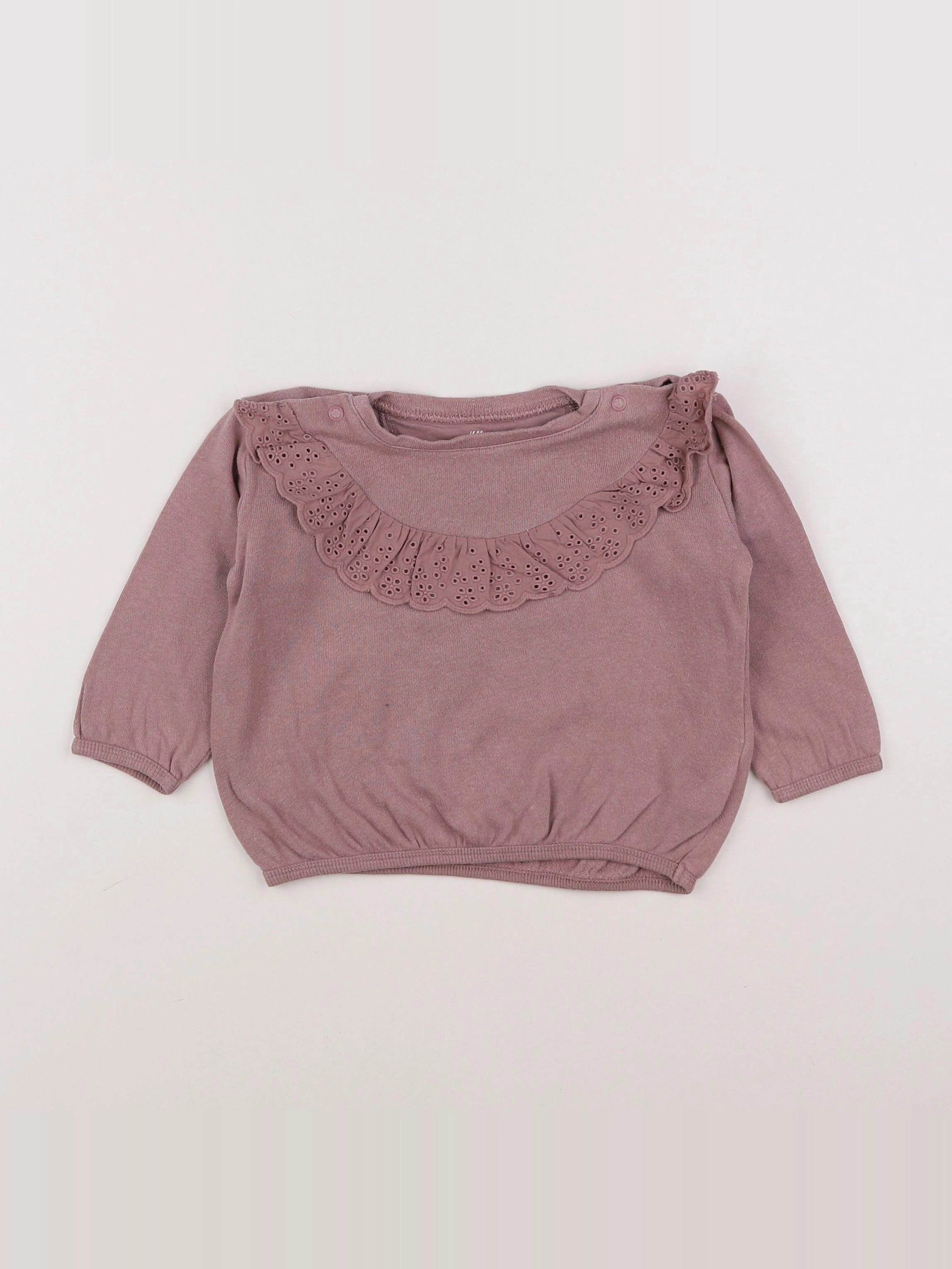H&M - sweat rose - 6/9 mois
