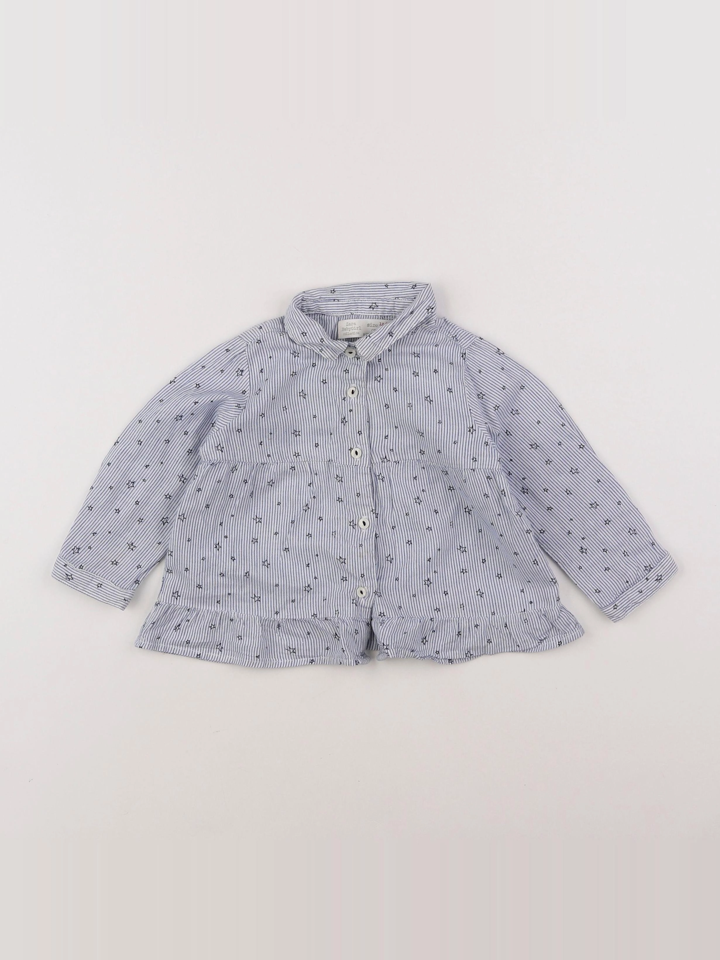 Zara - blouse blanc, bleu - 12/18 mois