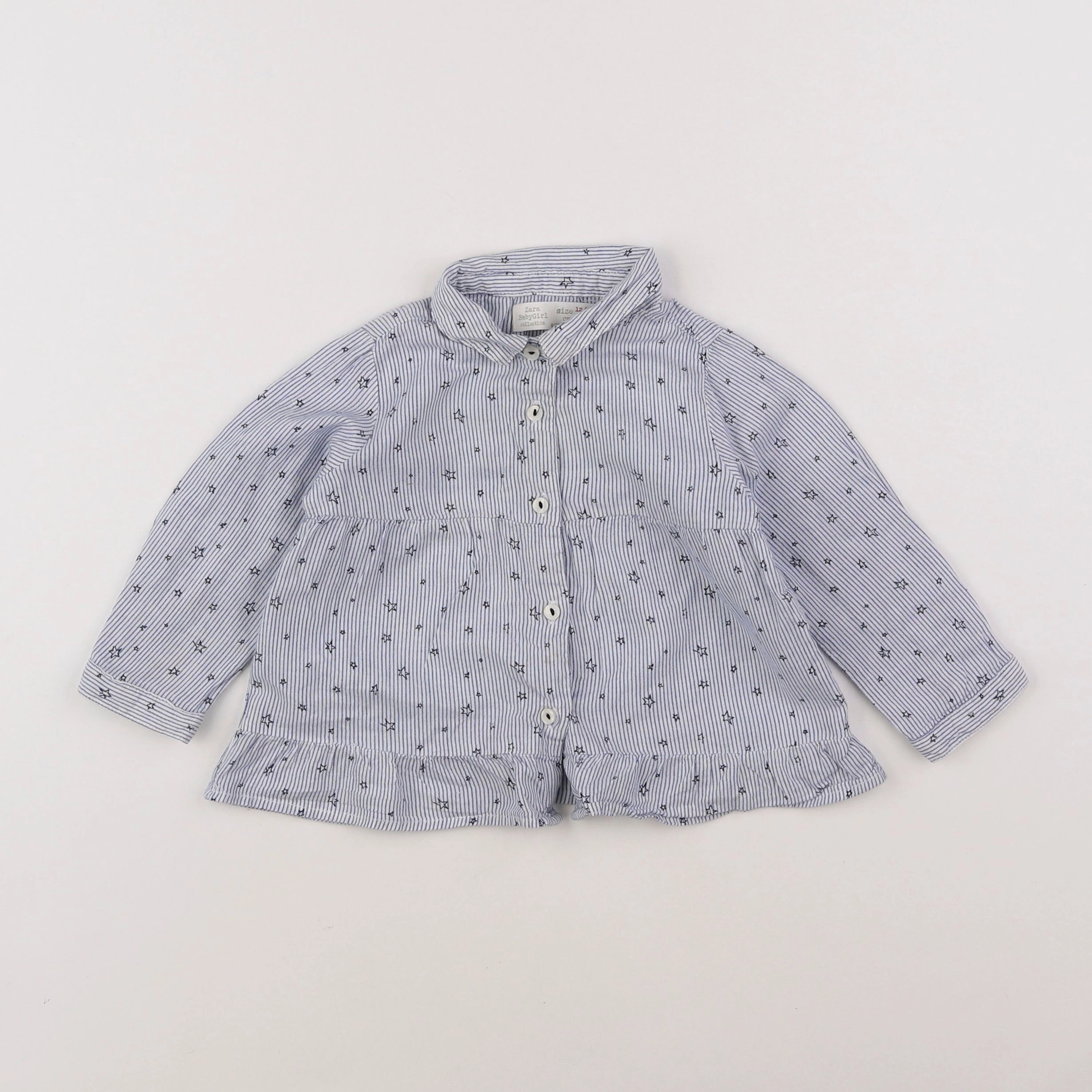 Zara - blouse blanc, bleu - 12/18 mois