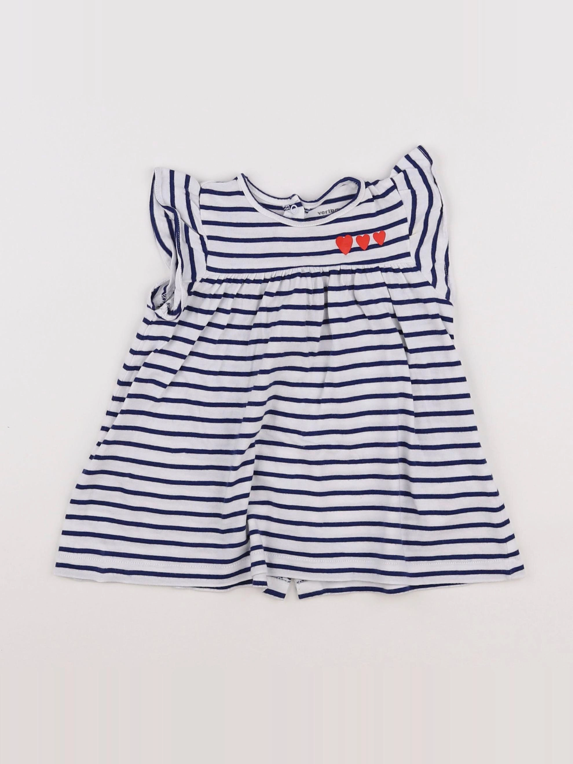 Vertbaudet - robe bleu, blanc - 9 mois