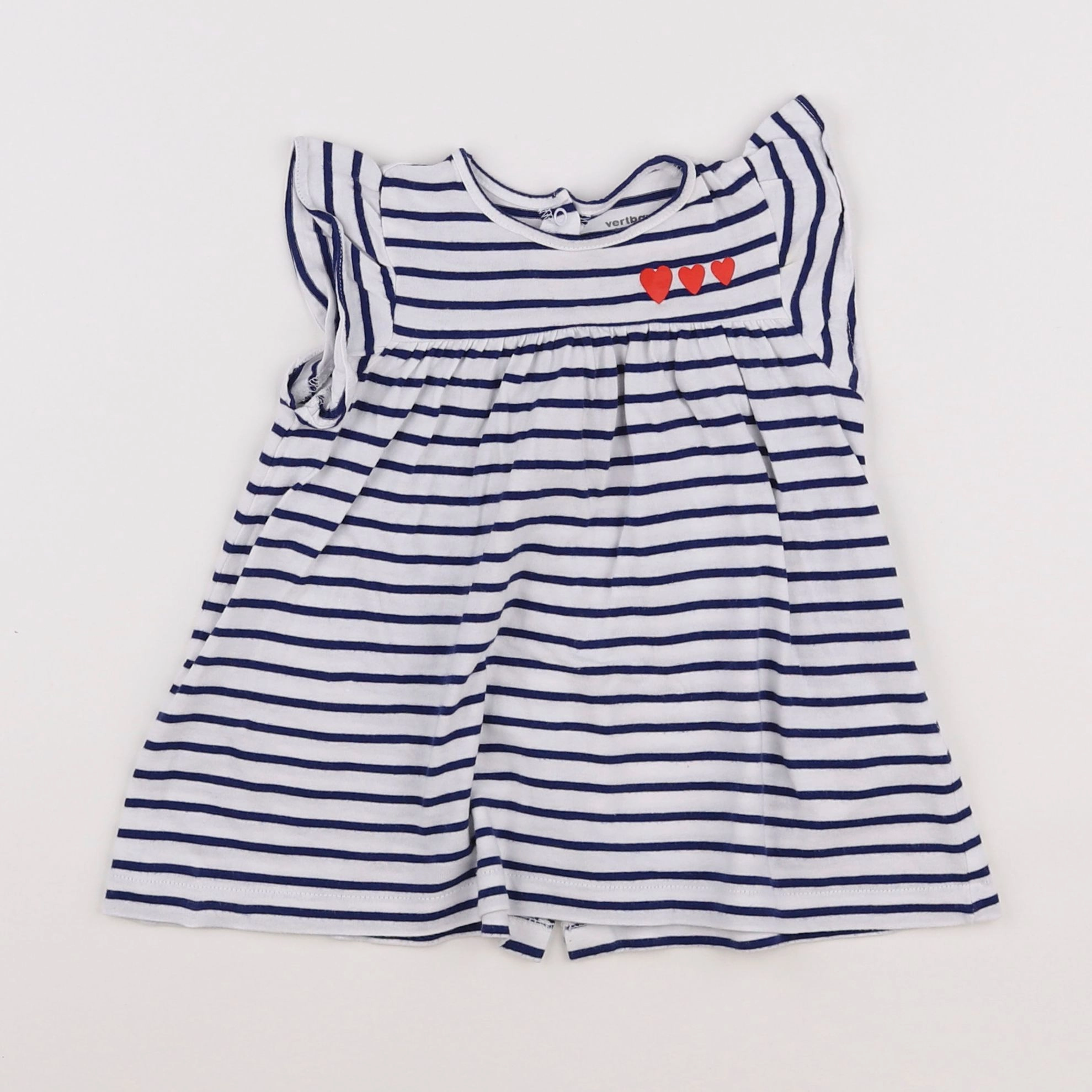 Vertbaudet - robe bleu, blanc - 9 mois