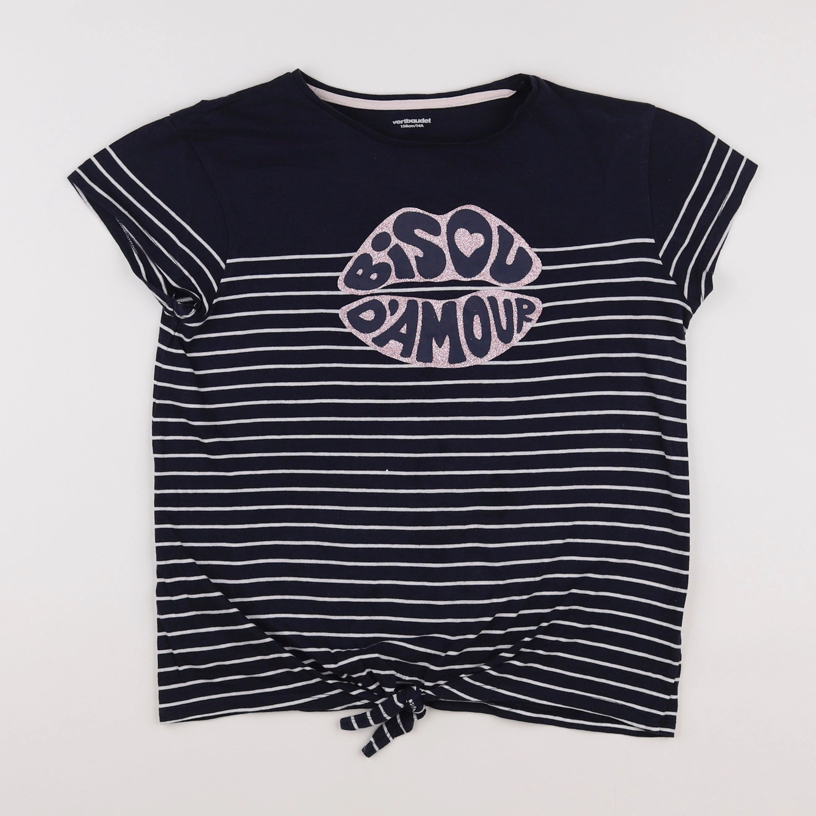 Vertbaudet - tee-shirt bleu, blanc - 14 ans