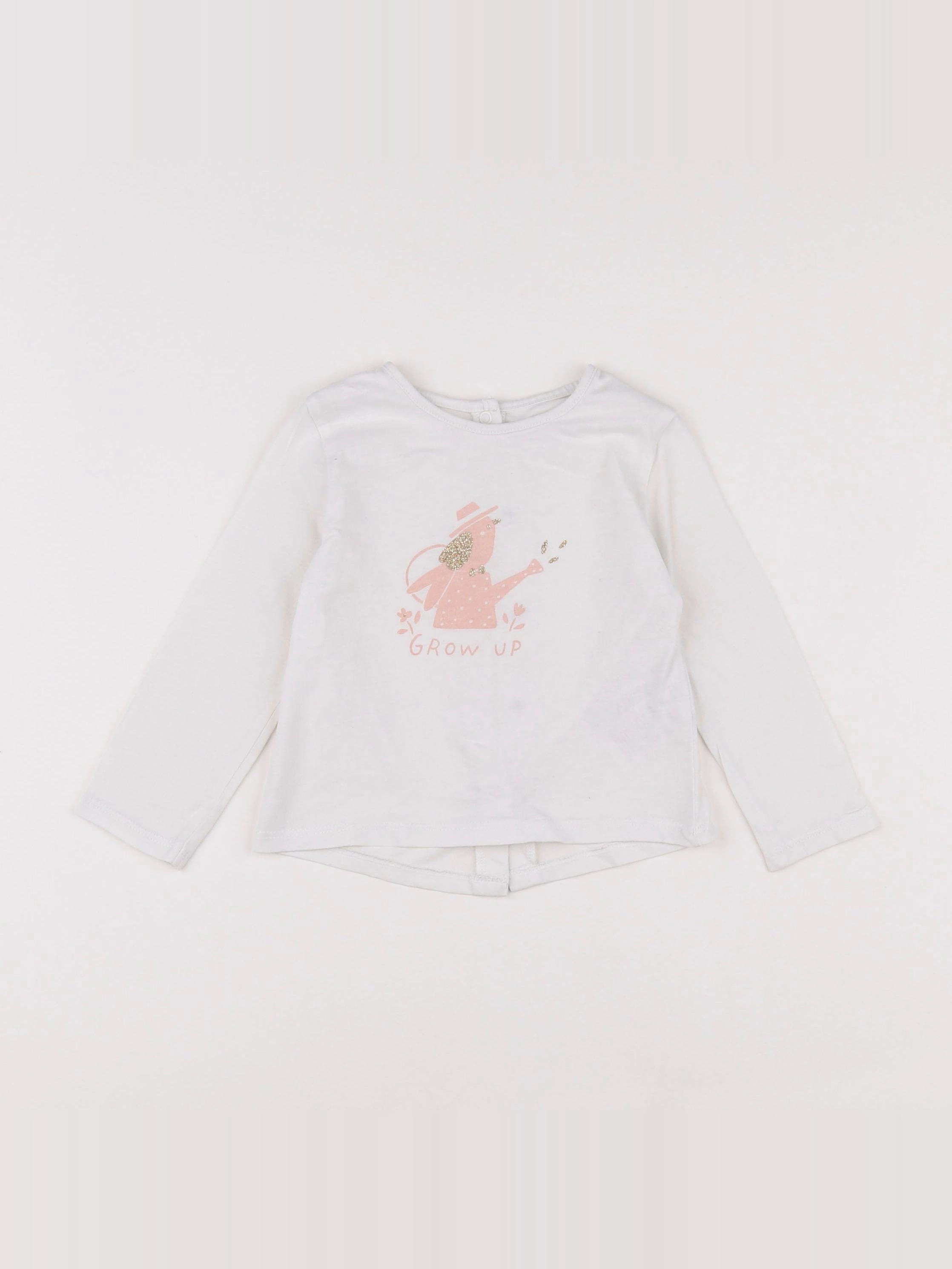 Vertbaudet - tee-shirt blanc, or - 9 mois
