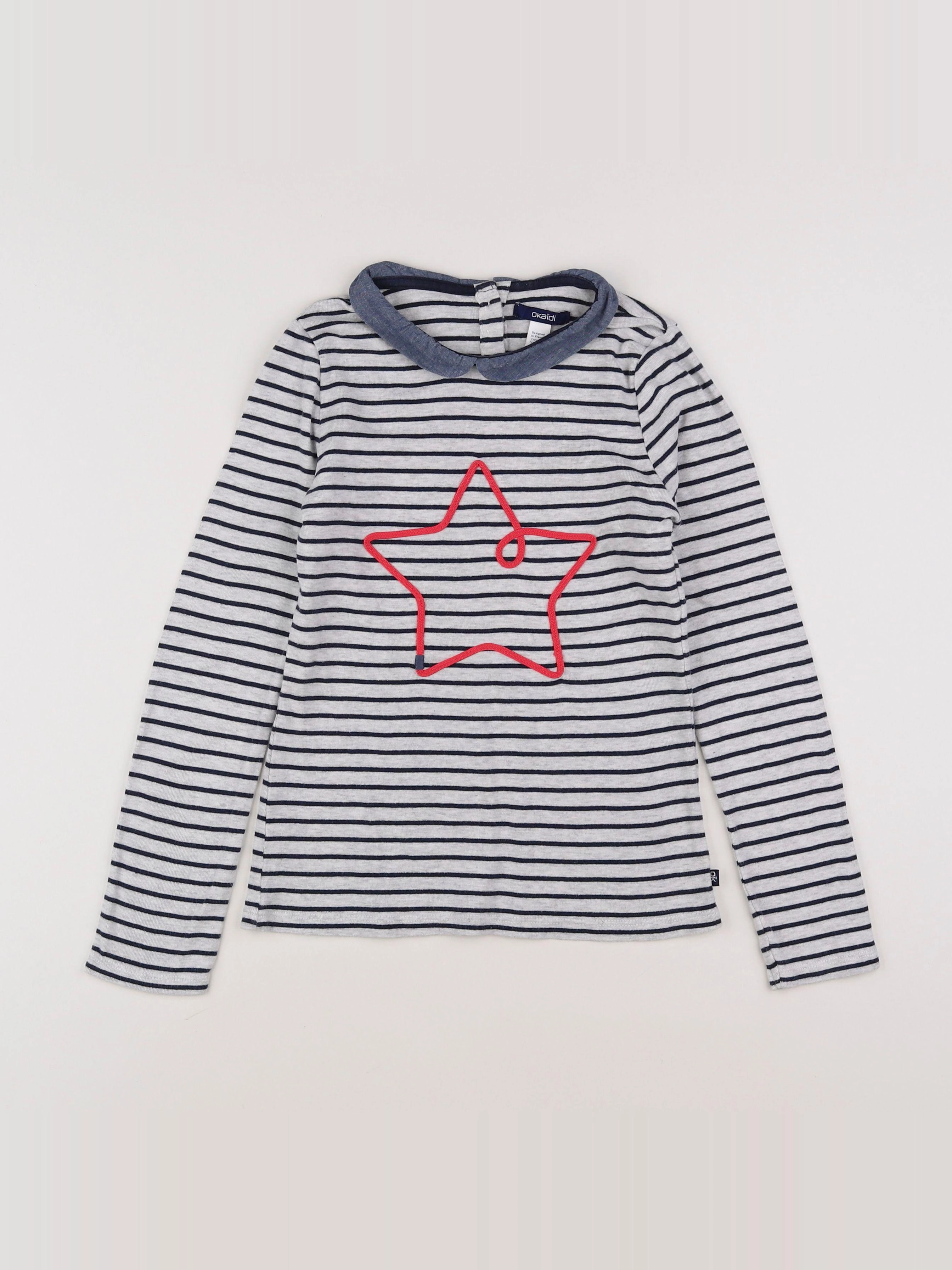 Okaidi - tee-shirt gris, bleu - 10 ans