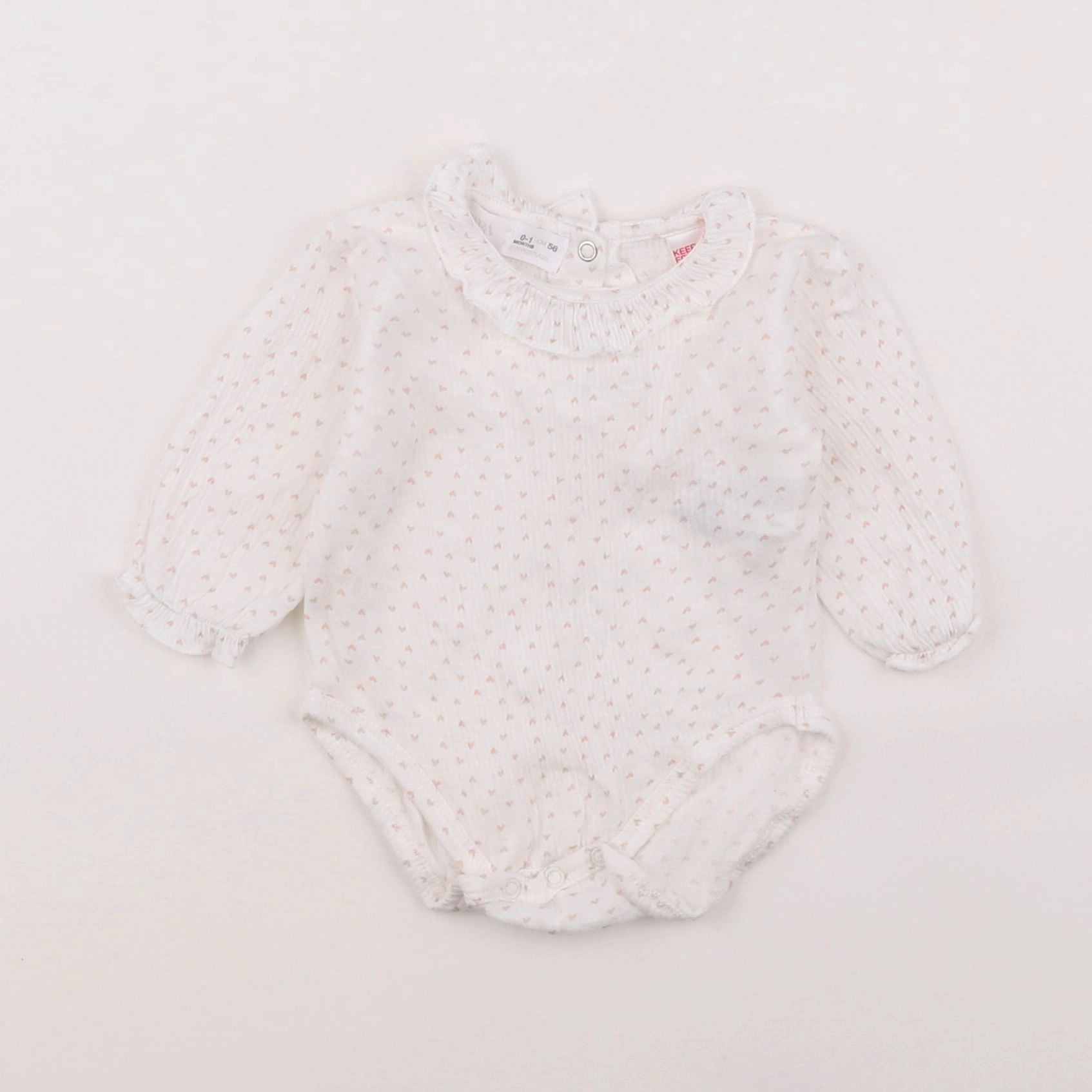 Zara - body à col blanc, rose - 0/1 mois