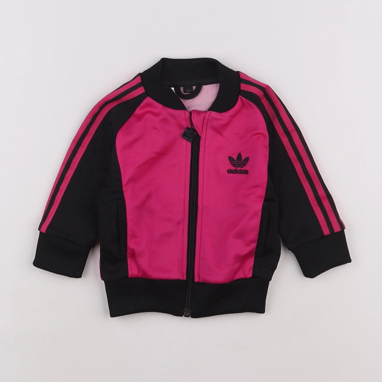 Adidas - sweat noir, rose - 6 mois